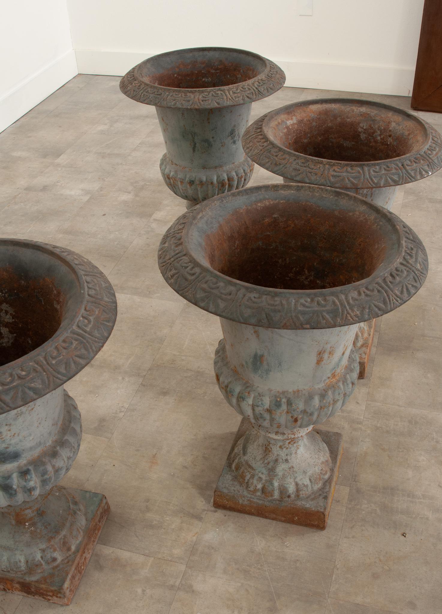 Set of 4 19th Century Iron Garden Urns For Sale 5