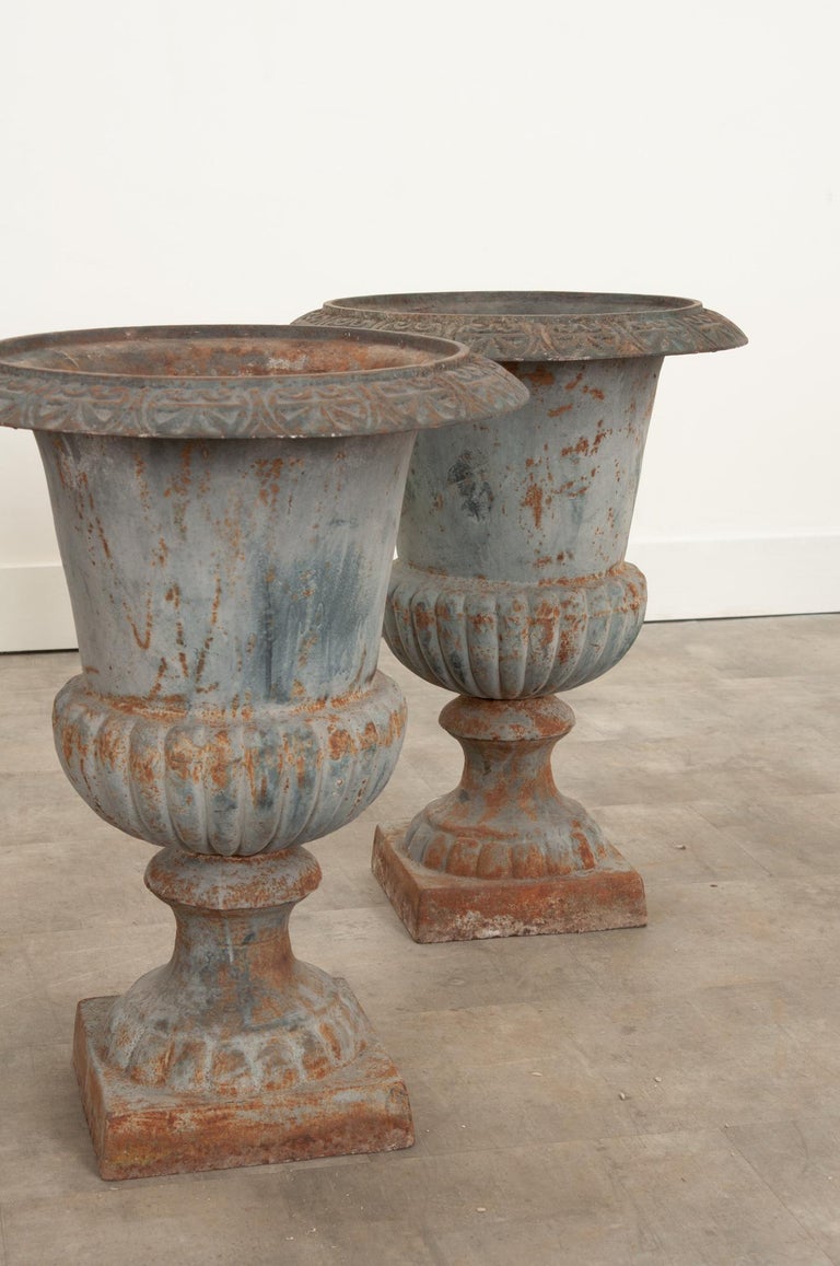 Set of 4 19th Century Iron Garden Urns For Sale at 1stDibs