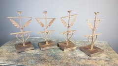 Set of 4 19th Century Iron Works on Stands