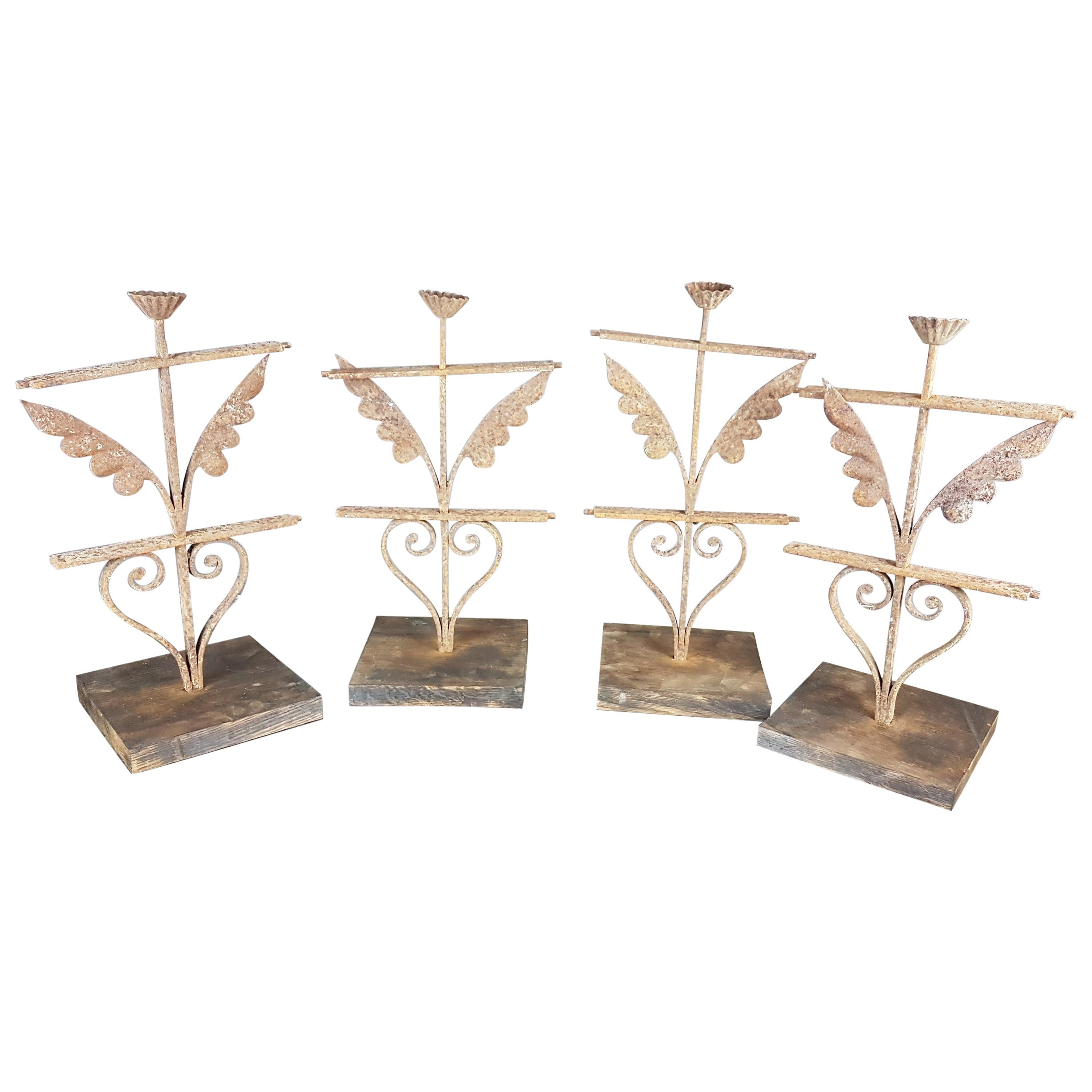 Set of 4 19th Century Iron Works on Stands For Sale