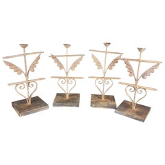 Set of 4 19th Century Iron Works on Stands