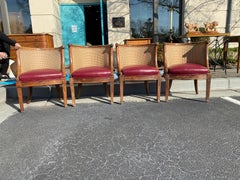 Four 18th-19th Century Italian Neoclassical Directoire Walnut Barrel Hall Chairs