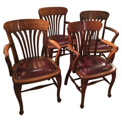 Ensemble de 4 chaises de bureau en acajou du 19ème siècle