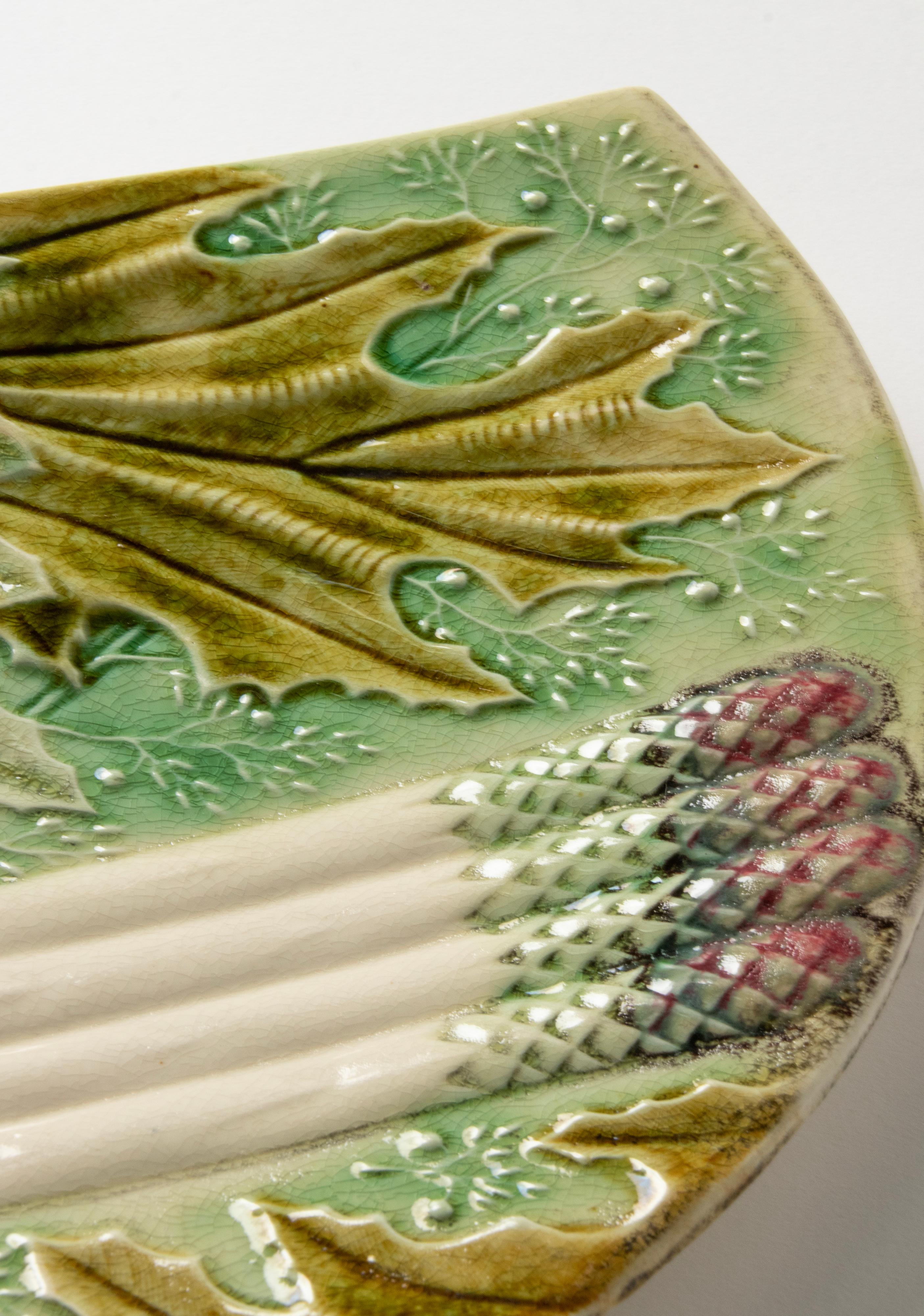 Set of 4 19th Century Majolica Ceramic Asparagus Plates 4