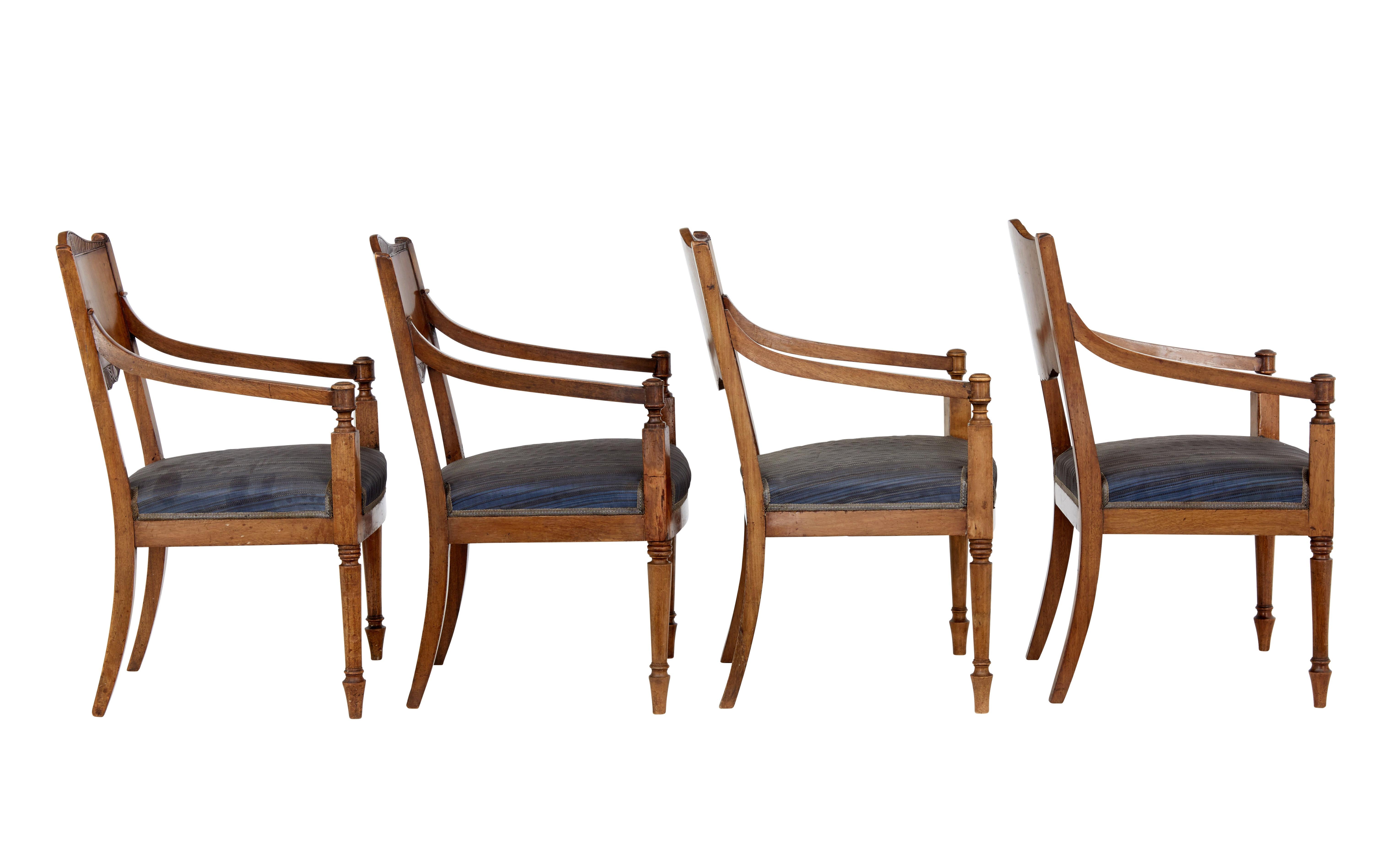 Woodwork Set of 4 19th Century Russian Mahogany Armchairs