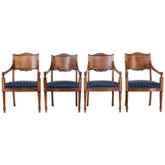 Set of 4 19th Century Russian Mahogany Armchairs