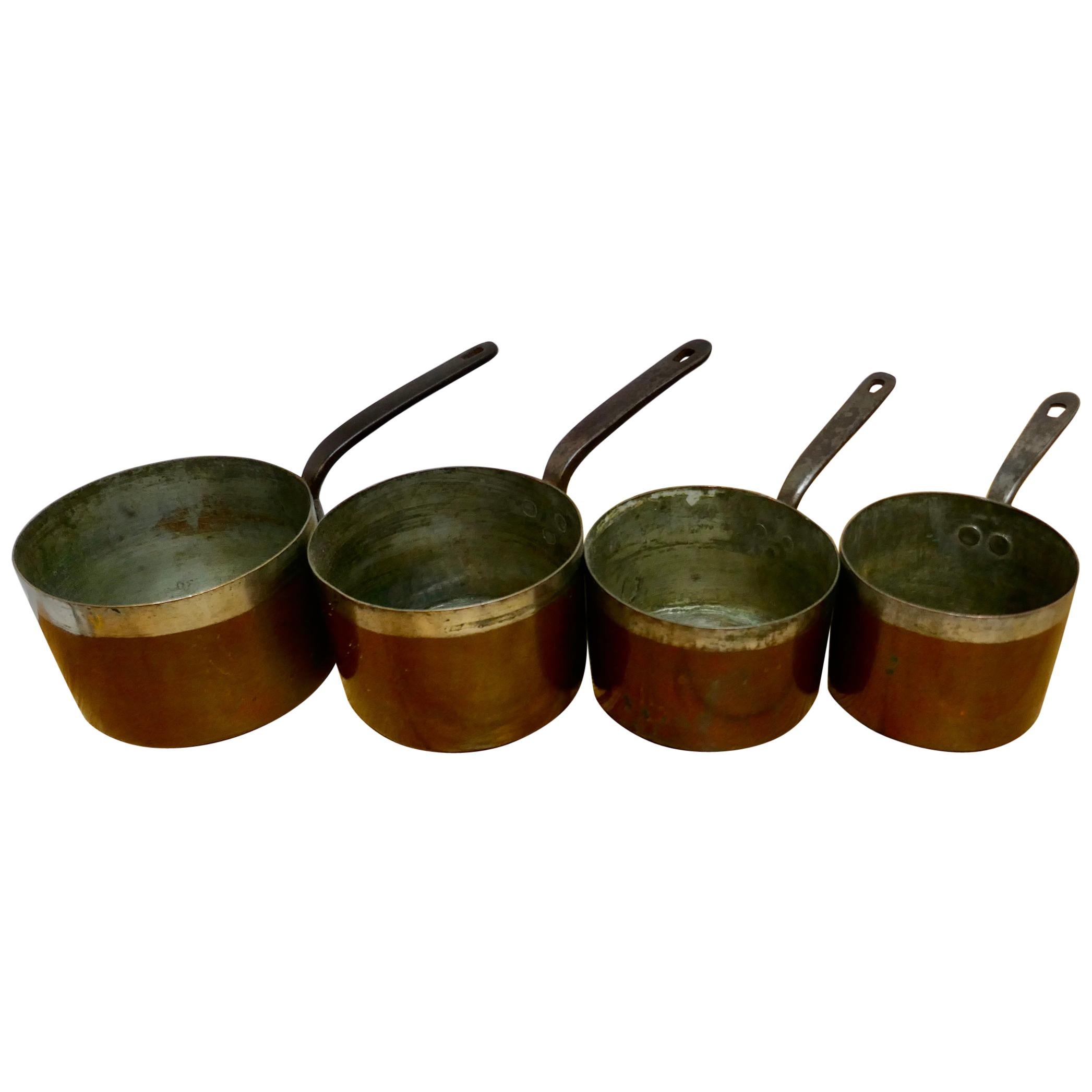 Set of 4 19th Century Scottish Tinned Copper Pots by James Grayson