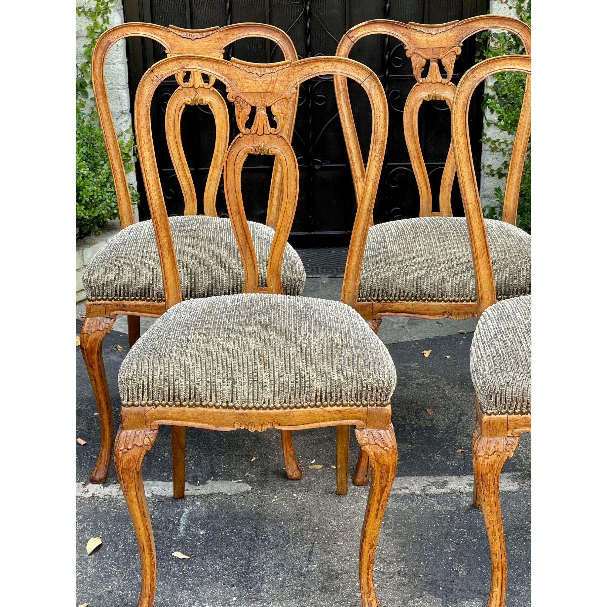 Set of 4, 19th Century Style Carved Italian Dining Chairs 1