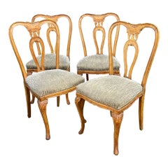 Set of 4, 19th Century Style Carved Italian Dining Chairs