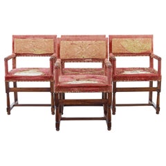Ensemble de 4 fauteuils de couronnement en noyer du 19e siècle