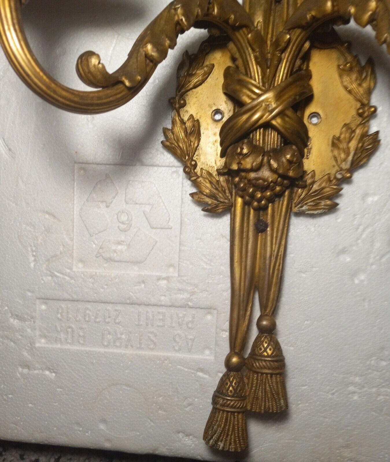 SET OF 4 19thc XL French Antique Louis XVI style Bronze Gas Conv. Wall Sconces In Good Condition For Sale In Opa Locka, FL