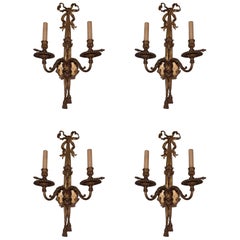 SET DI 4 CONVERSIONI A GAS in stile Luigi XVI francese del 19° secolo. Lampade a muro