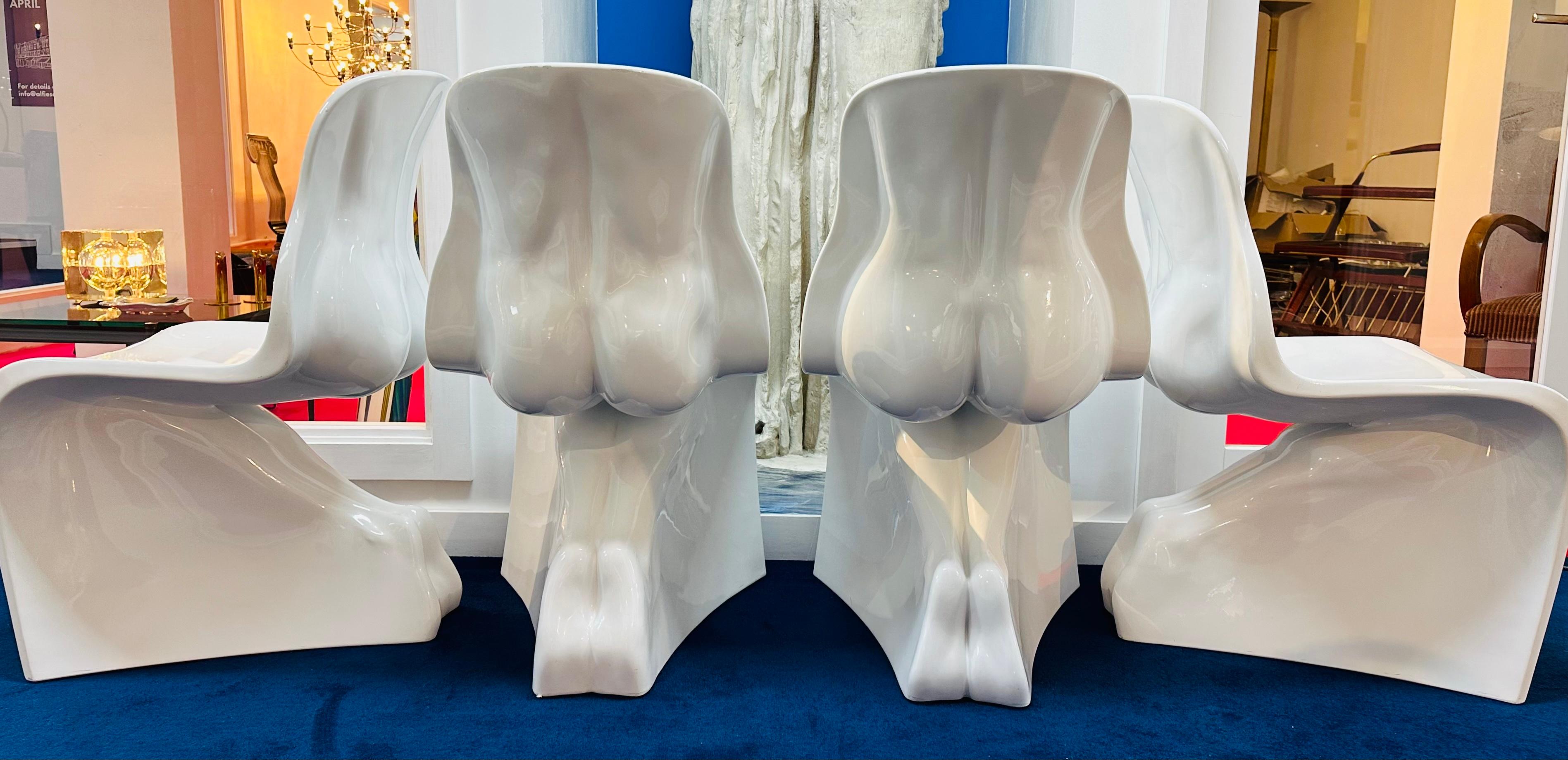 Polished Set of 4 2008 Him & Her Glossy White Glossy Chair - Fabio Novembre for Casamania