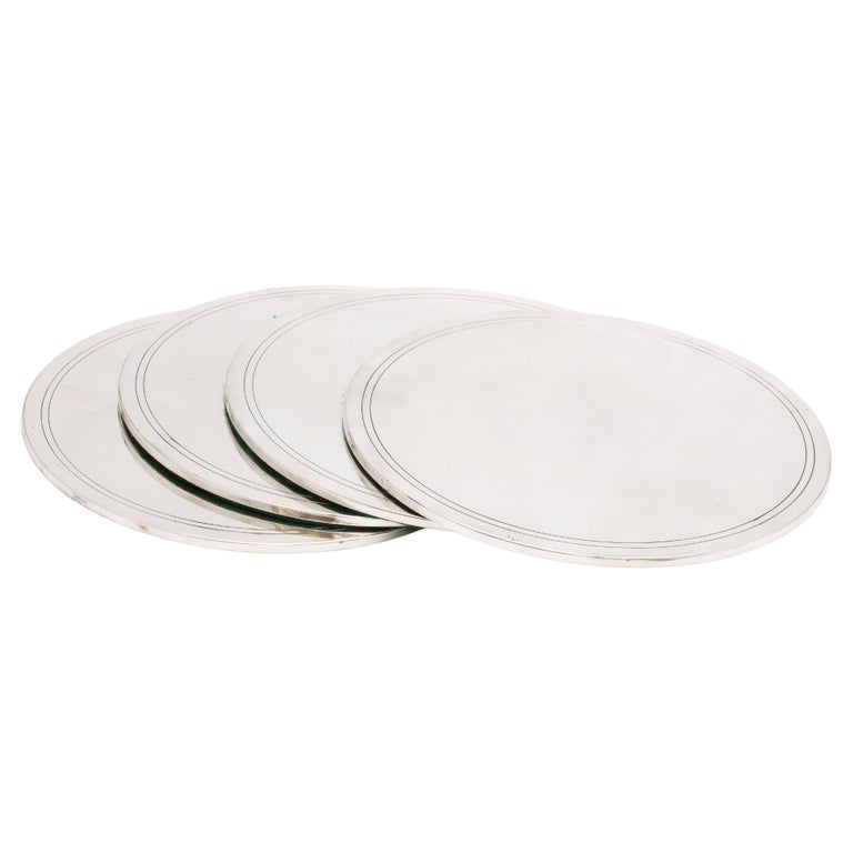 Set of Four (4) Large 20th Century Sterling Silvermounted Trivets For Sale at 1stDibs dish