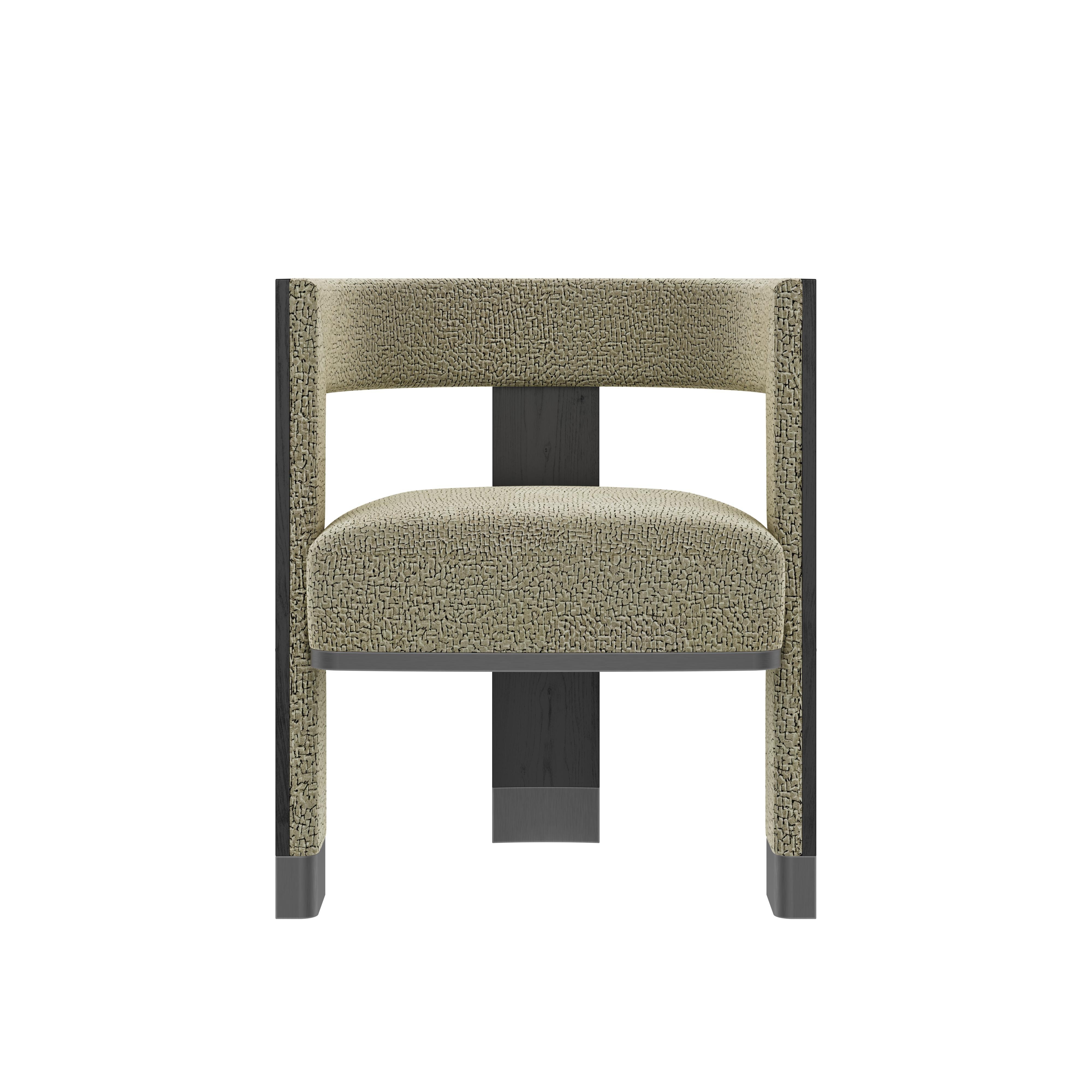 Juego de 4 Silla de Comedor Brooklyn Siglo XXI Nogal Negro Lino Latón Portugués en venta