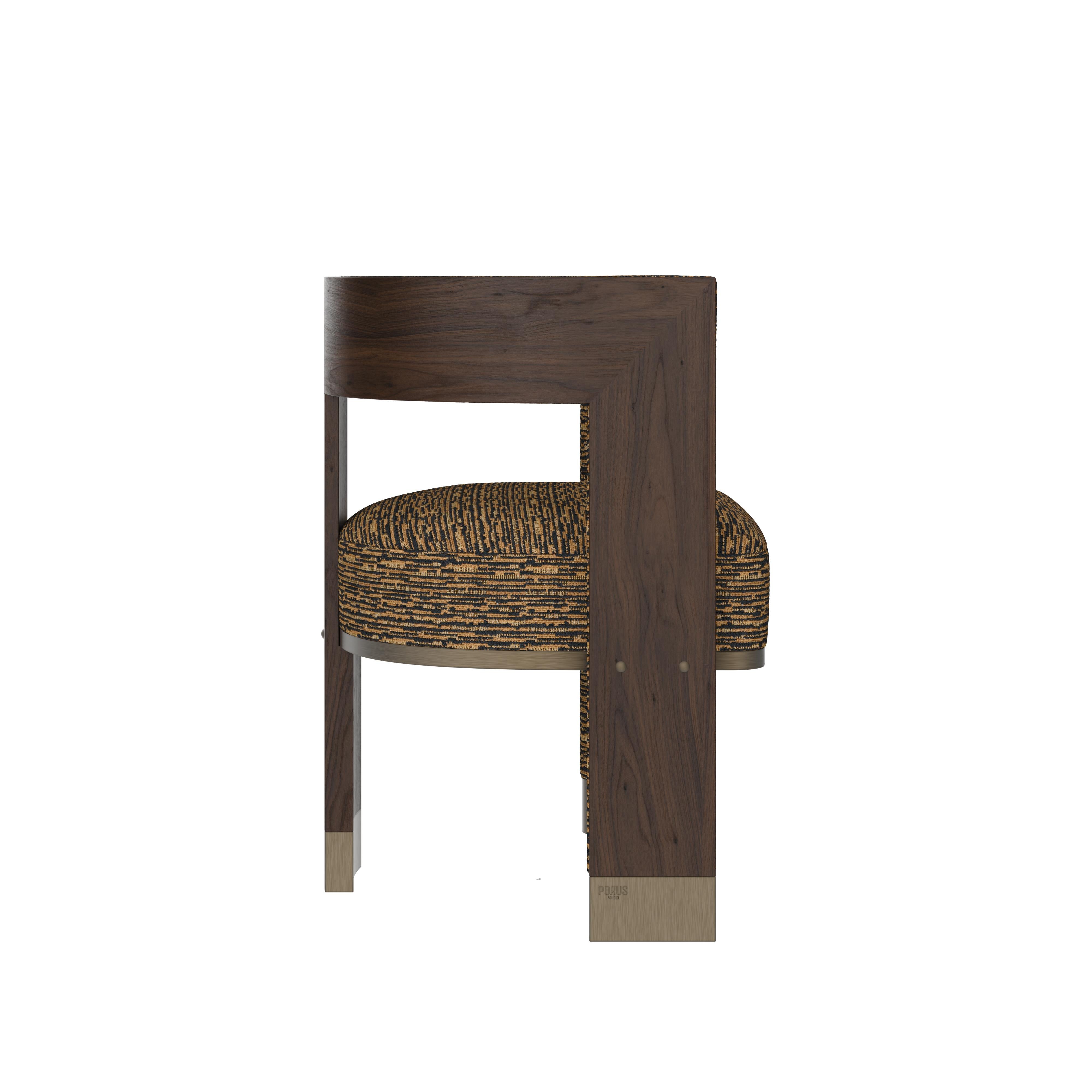Juego de 4 Silla de Comedor Brooklyn Siglo XXI Nogal Negro Lino Latón en Nuevo estado para la venta en RIO TINTO, PT
