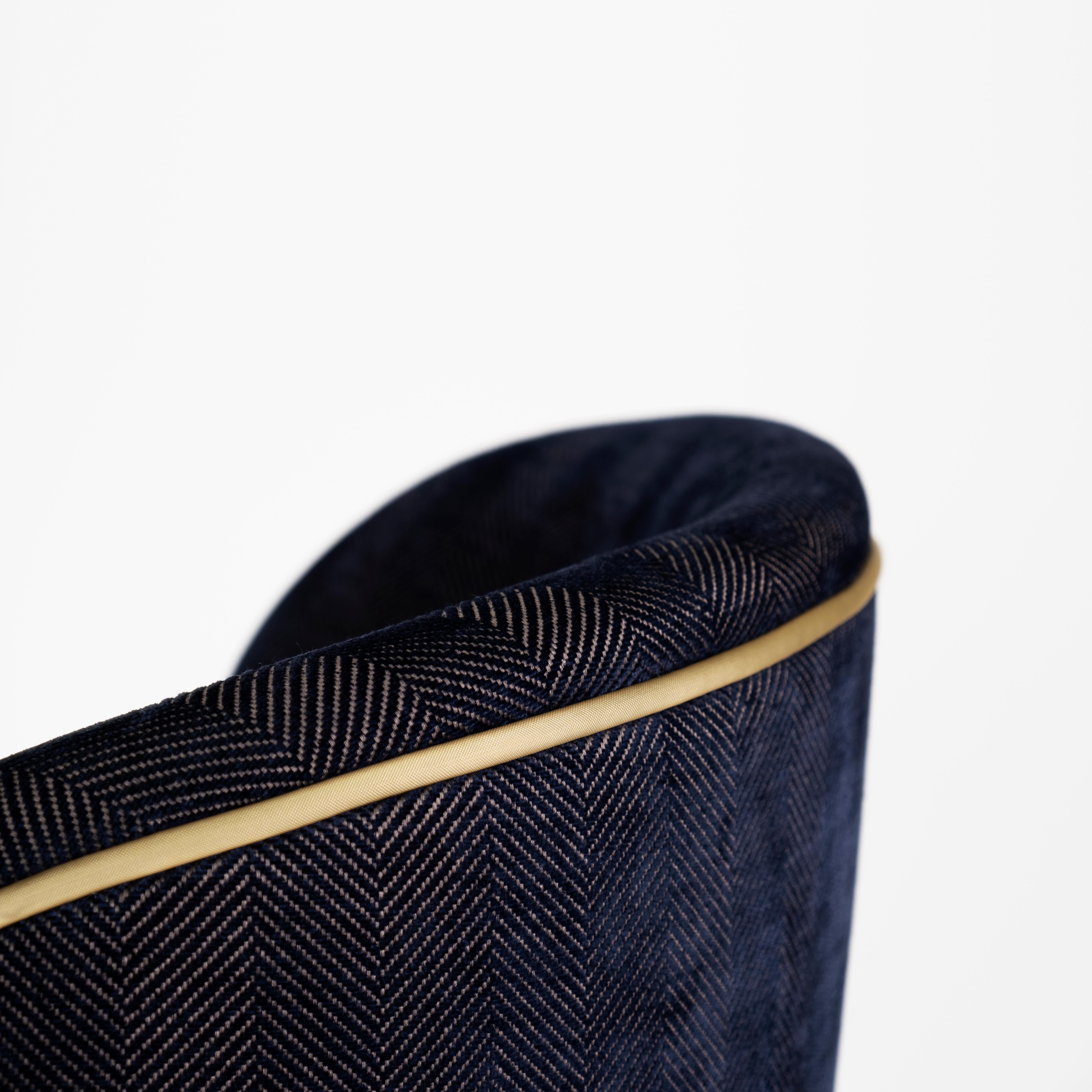 Set of 4 21st Century Jacquard Velvet Louis Dining Chair Brass Wood by Ottiu For Sale 11