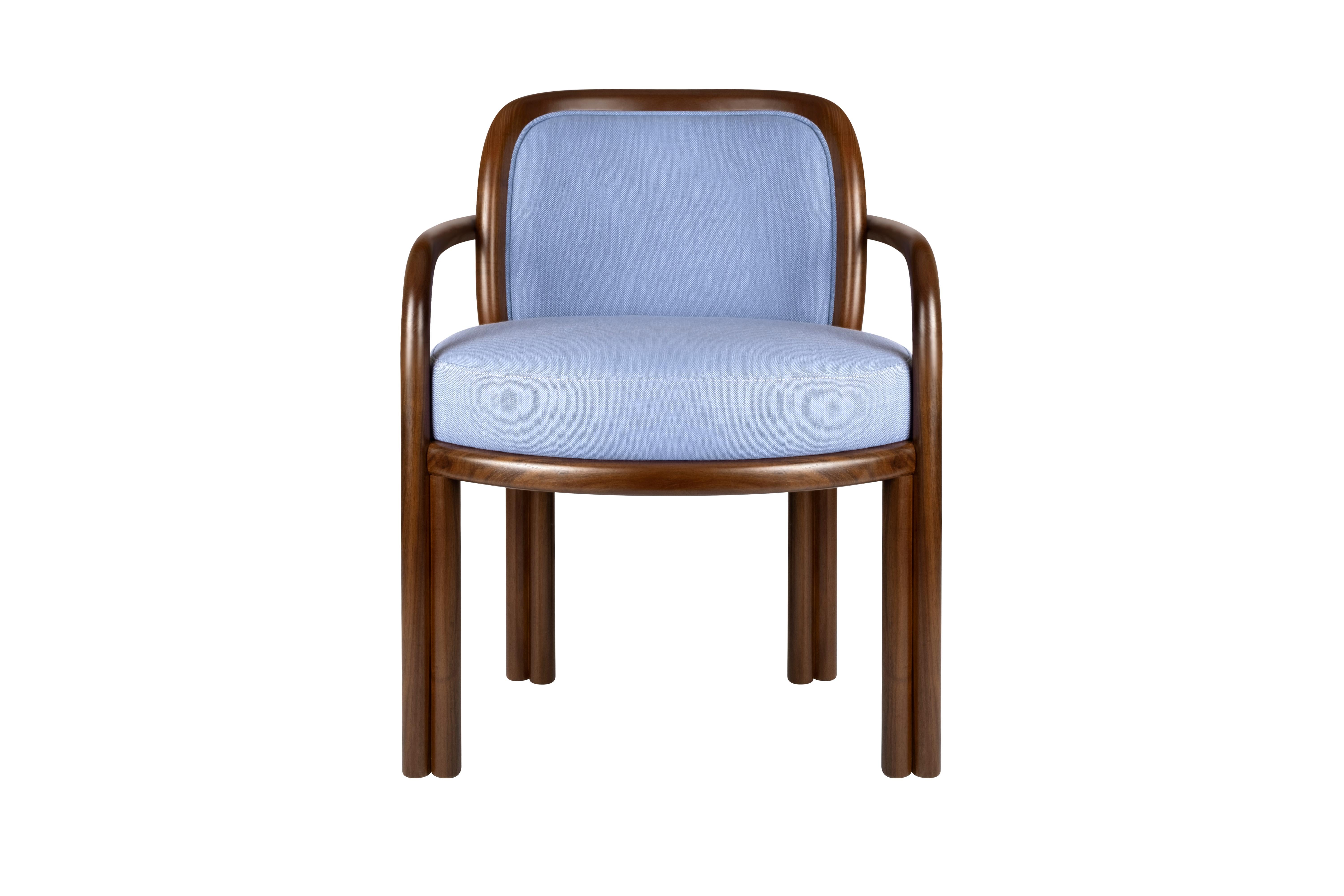 Portugais Set of 4 21st Century James Dining Chair Walnut Wood by Wood Tailors en vente
