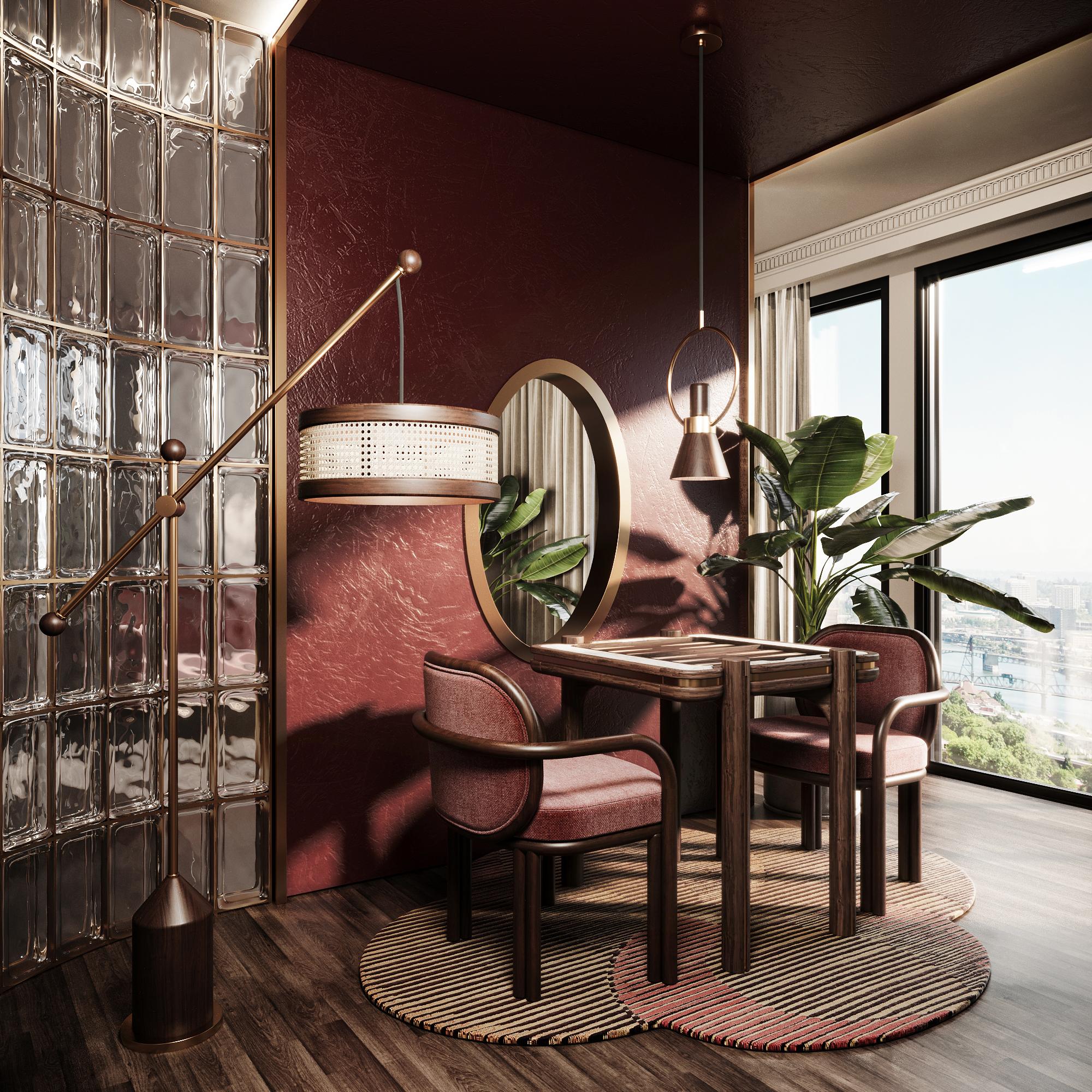 Travail du bois Set of 4 21st Century James Dining Chair Walnut Wood by Wood Tailors en vente
