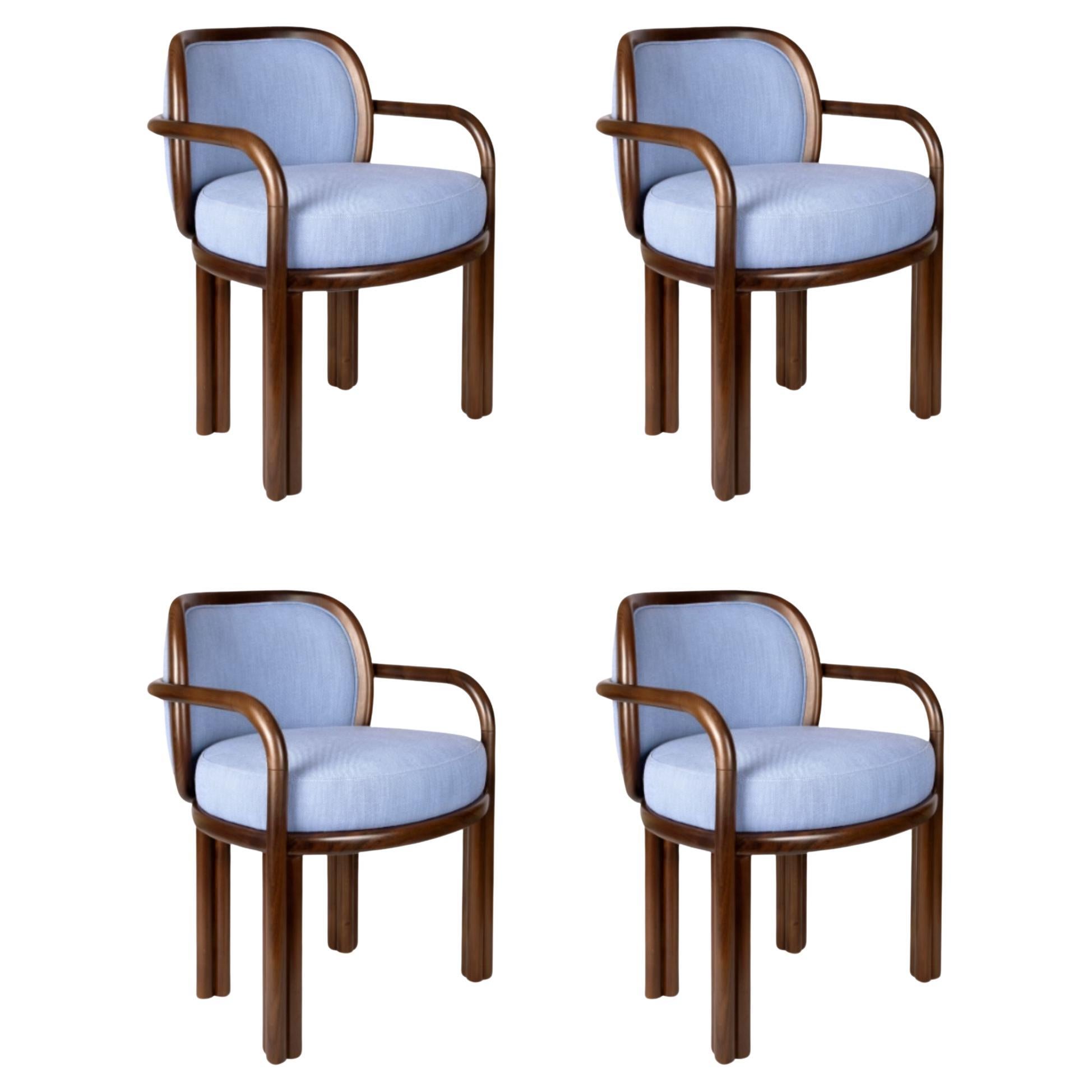 Set of 4 21st Century James Dining Chair Walnut Wood by Wood Tailors en vente