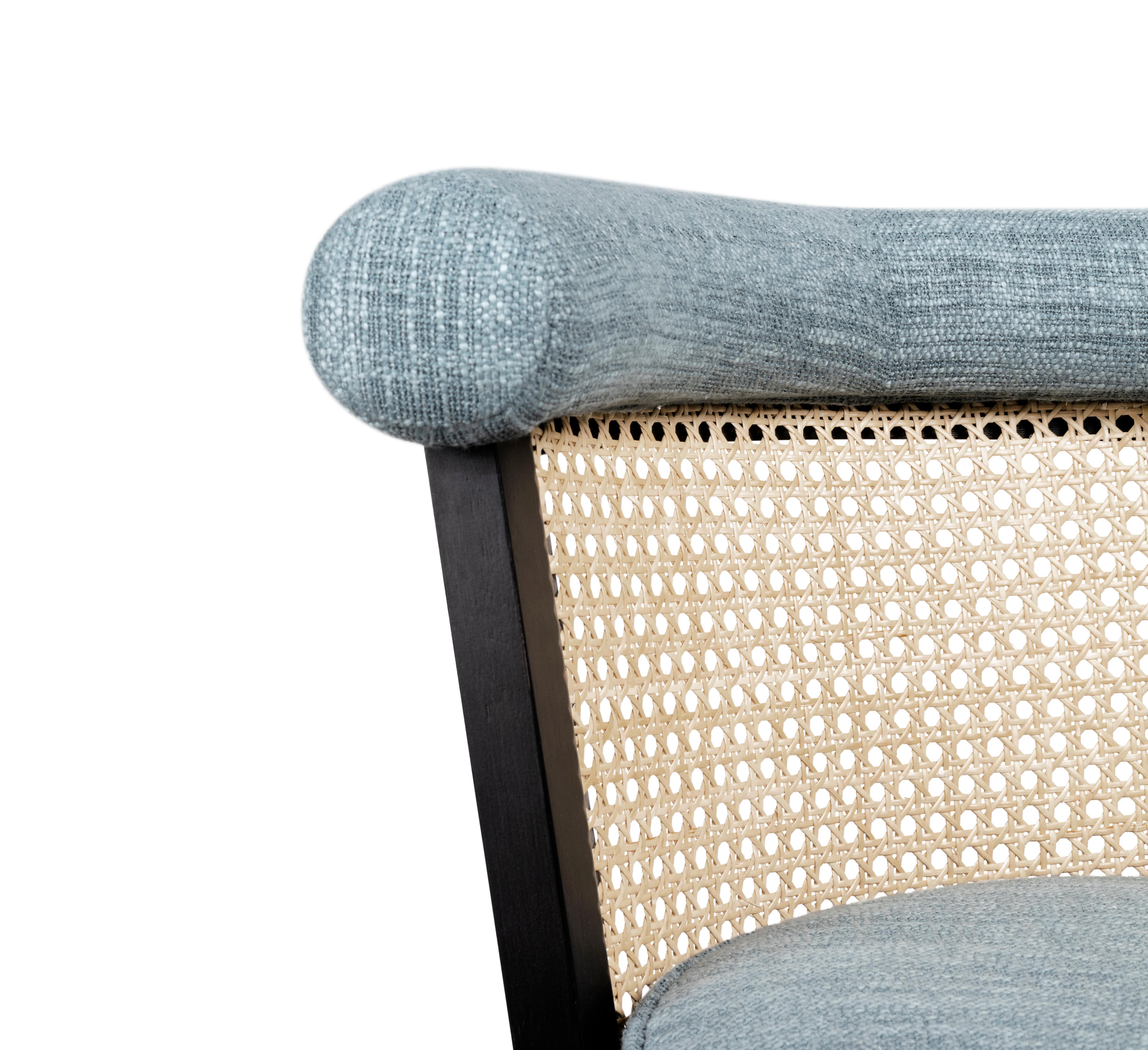 Lot de 4 chaises de salle à manger George du 21e siècle en cuir velours rotin Oak en vente 7