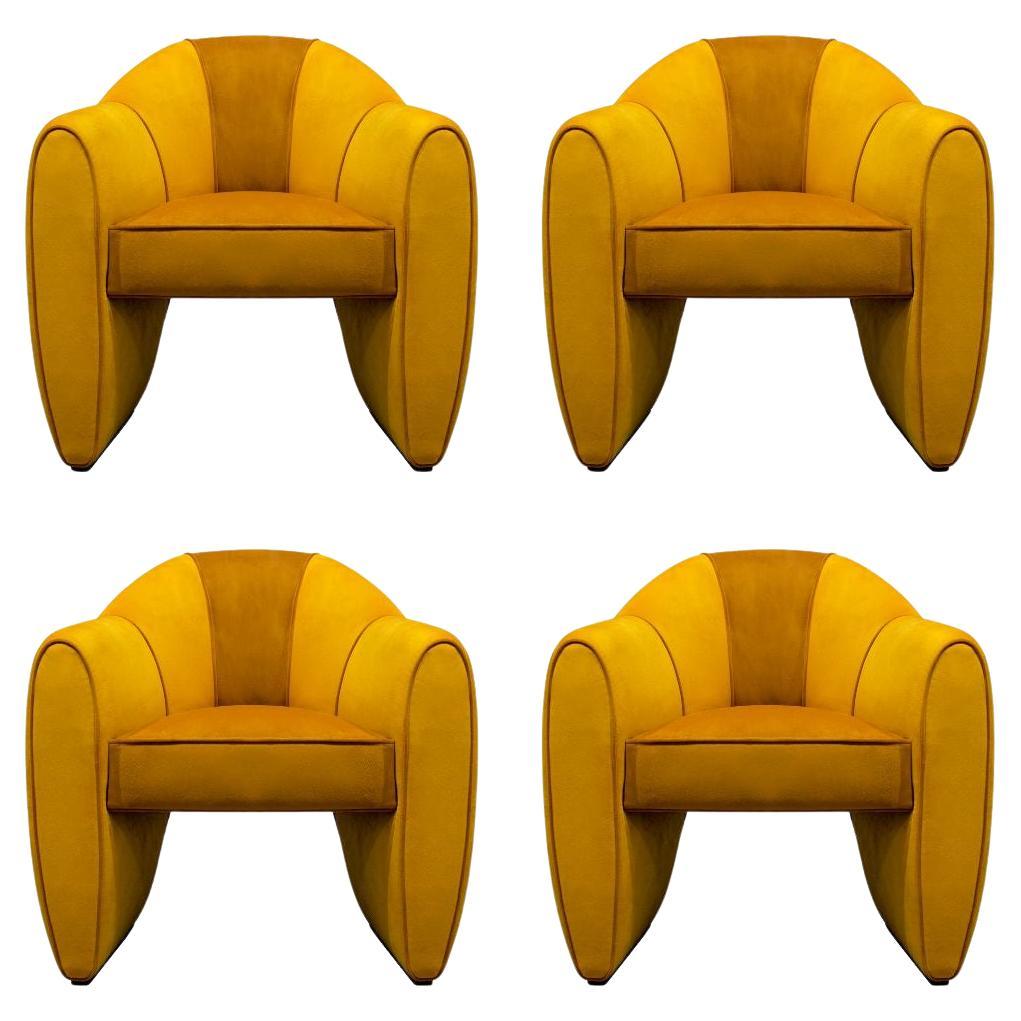 Set of 4 21st Century Viginti XX Dining Chair Cotton Velvet by Malabar