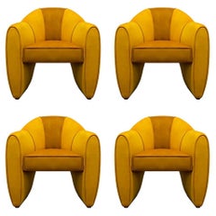 Set of 4 21st Century Viginti XX Dining Chair Cotton Velvet by Malabar