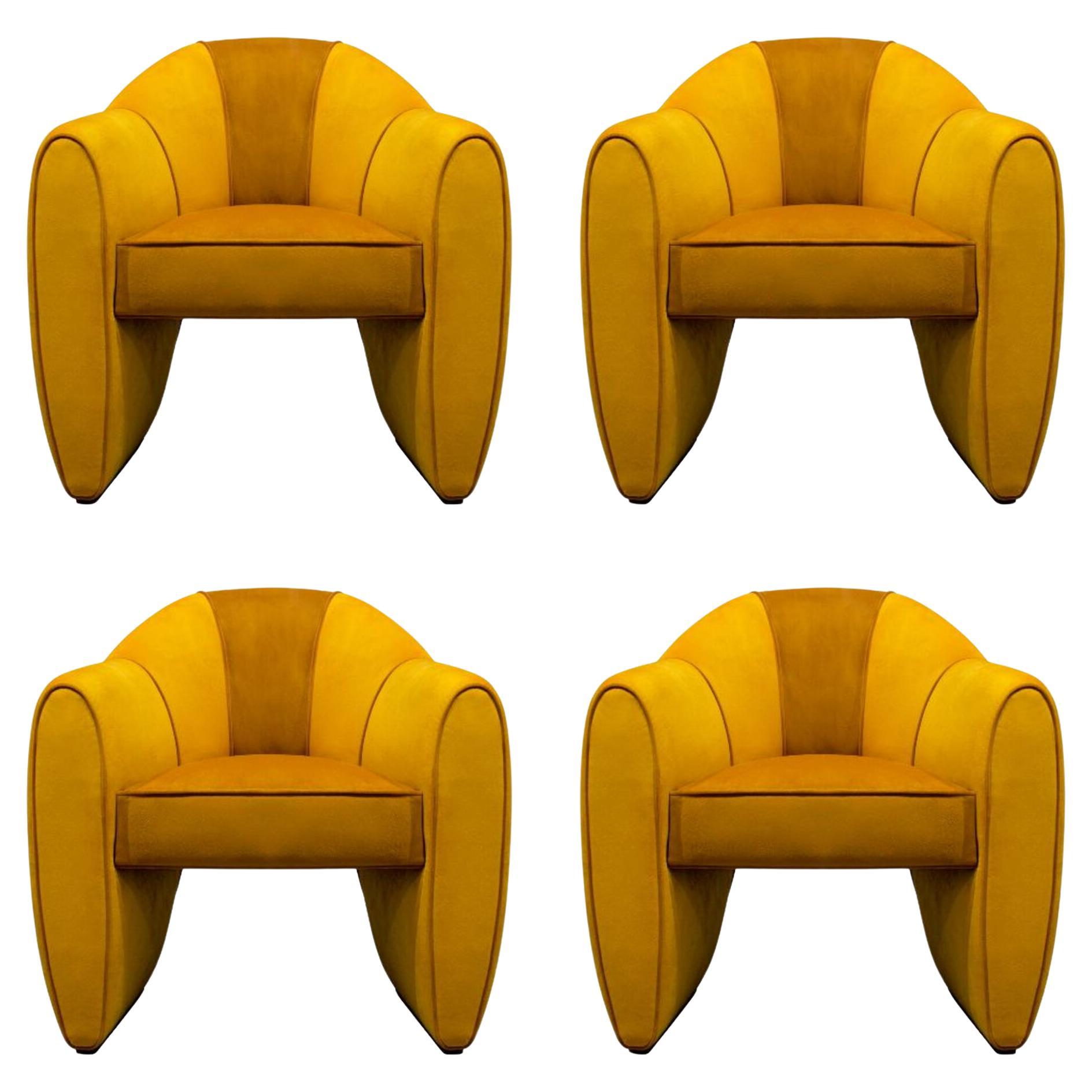 Set of 4 21st Century Viginti XX Dining Chair Cotton Velvet by Malabar
