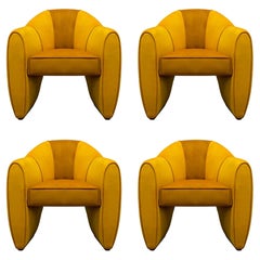 Set of 4 21st Century Viginti XX Dining Chair Cotton Velvet by Malabar