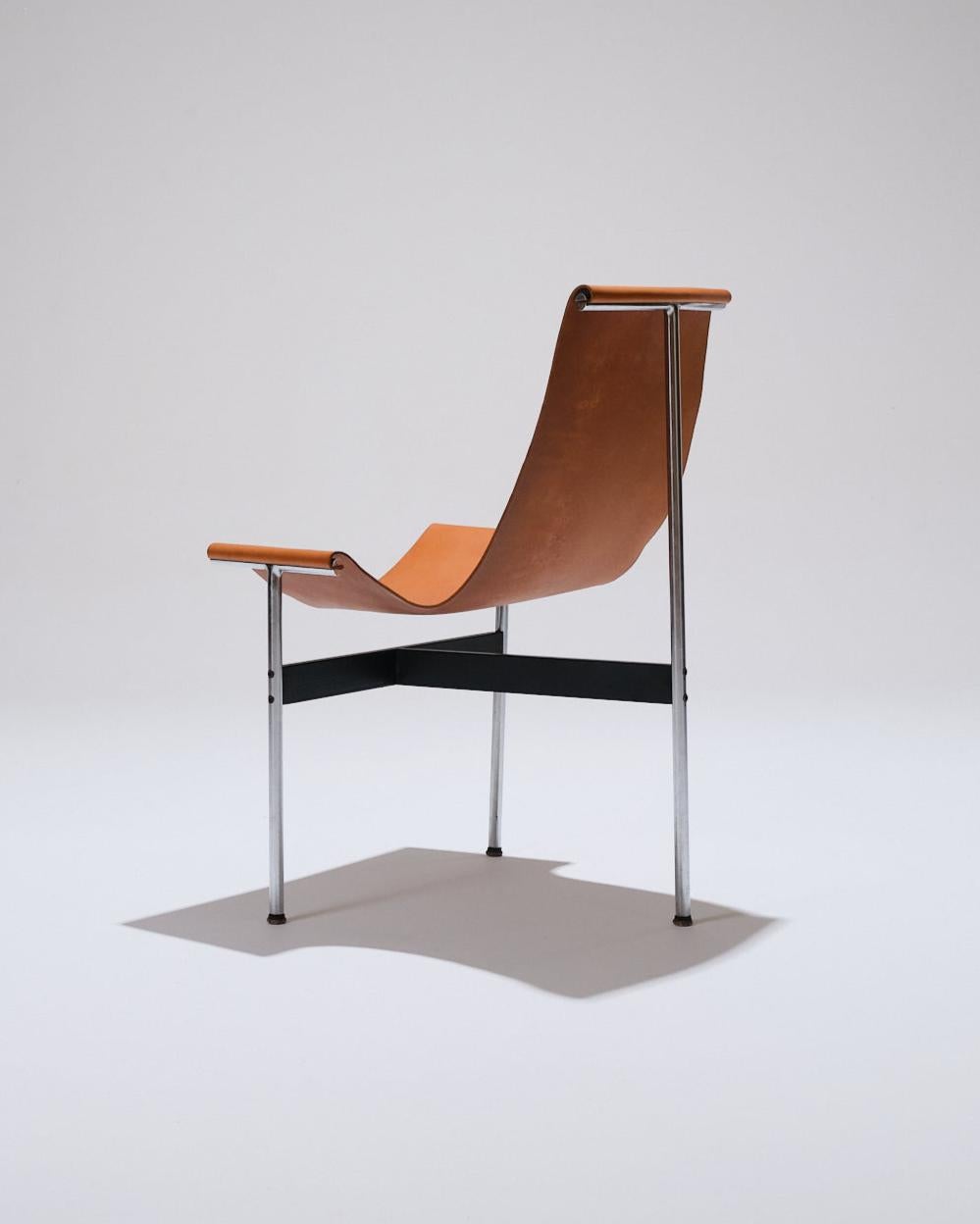 XX secolo Set di 4 sedie 3LC in pelle e metallo, Littell & Katavolos, anni '60 in vendita