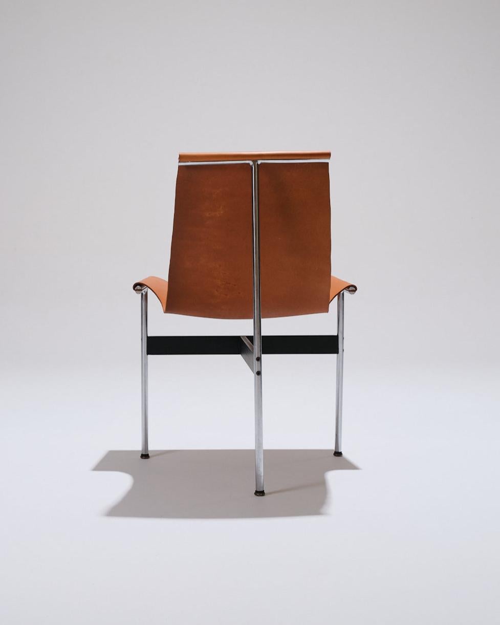 Pelle Set di 4 sedie 3LC in pelle e metallo, Littell & Katavolos, anni '60 in vendita
