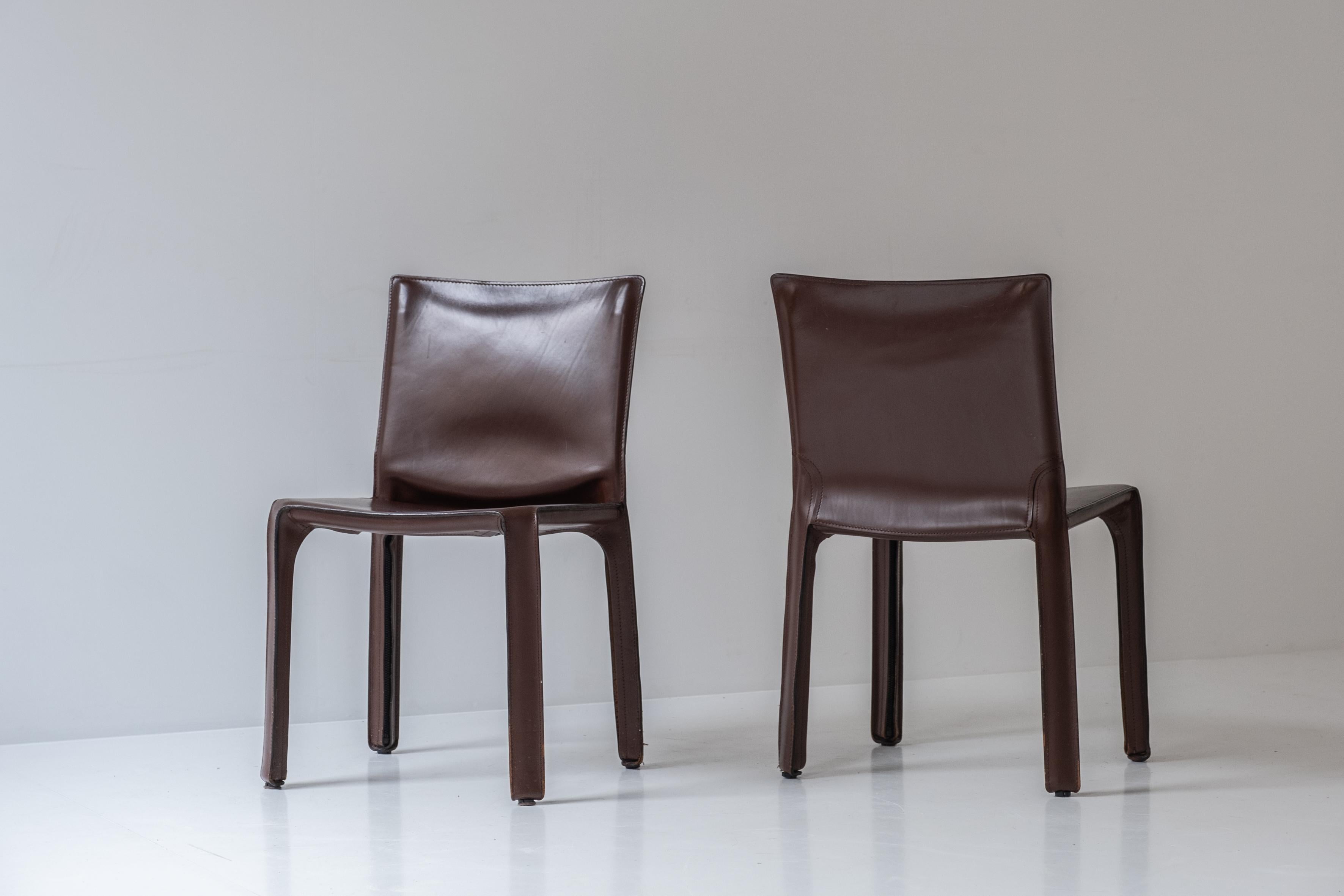 Set of 4 “413” Cab Chairs by Mario Bellini for Cassina, Italy, 1977 In Good Condition For Sale In Antwerp, BE