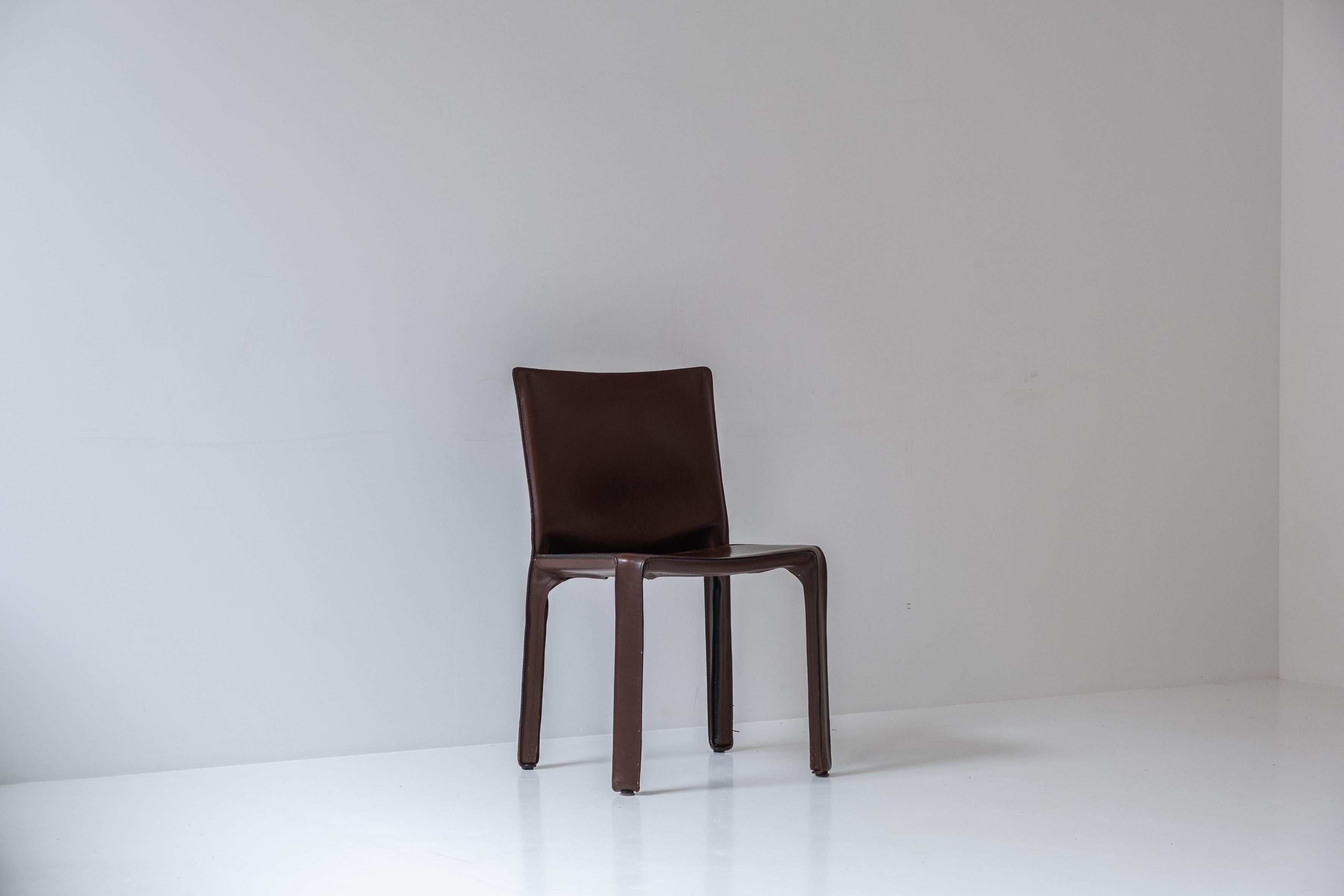 Late 20th Century Set of 4 “413” Cab Chairs by Mario Bellini for Cassina, Italy, 1977 For Sale