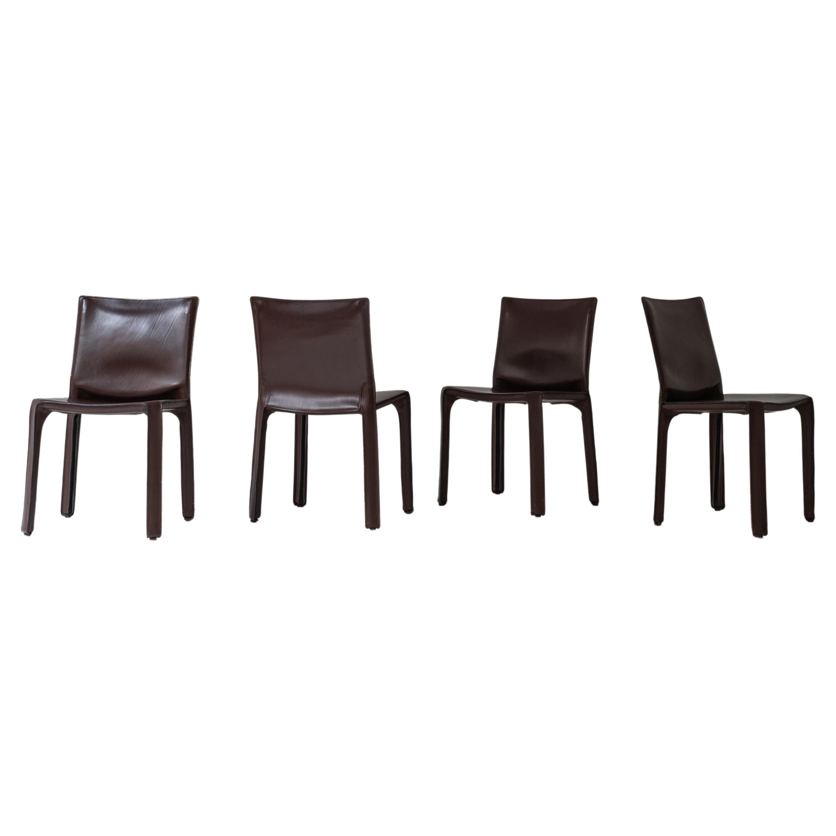 Set of 4 “413” Cab Chairs by Mario Bellini for Cassina, Italy, 1977 For Sale