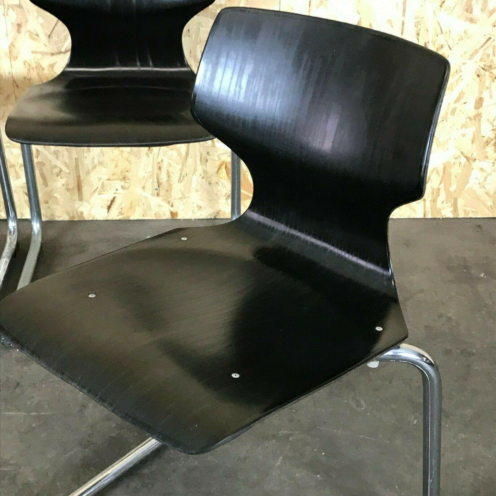 Set of 4 60s 70s Pagholz Chair Cantilever Chrome Tubular Steel 6