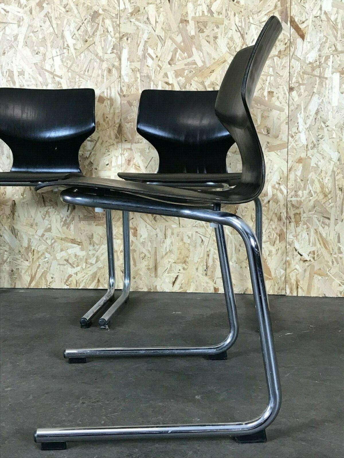 Set of 4 60s 70s Pagholz Chair Cantilever Chrome Tubular Steel 7