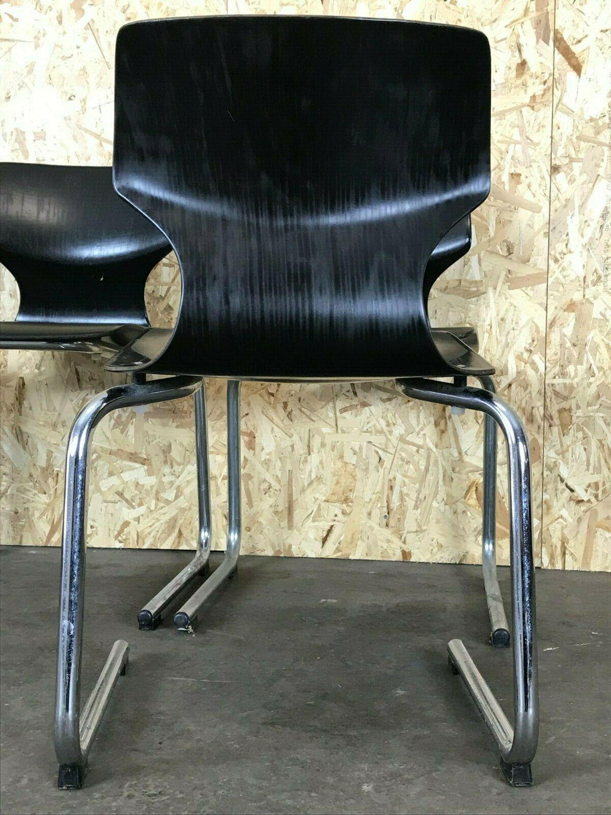 Set of 4 60s 70s Pagholz Chair Cantilever Chrome Tubular Steel 8