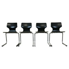 Set of 4 60s 70s Pagholz Chair Cantilever Chrome Tubular Steel
