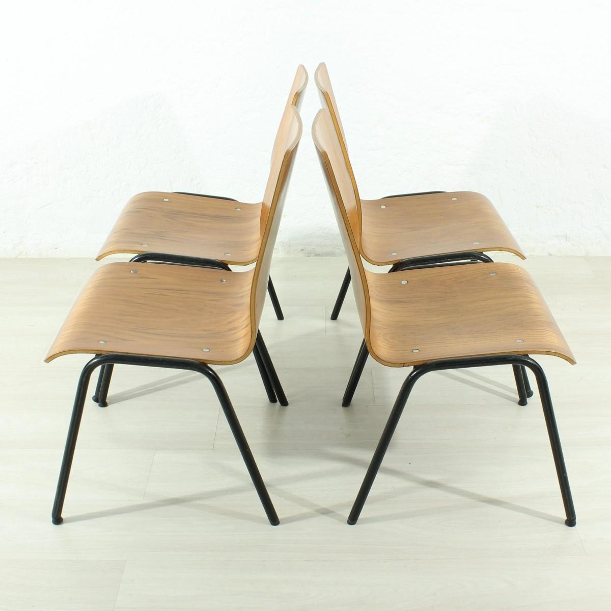Mid-20th Century Set of 4 1960s Teak Chairs For Sale