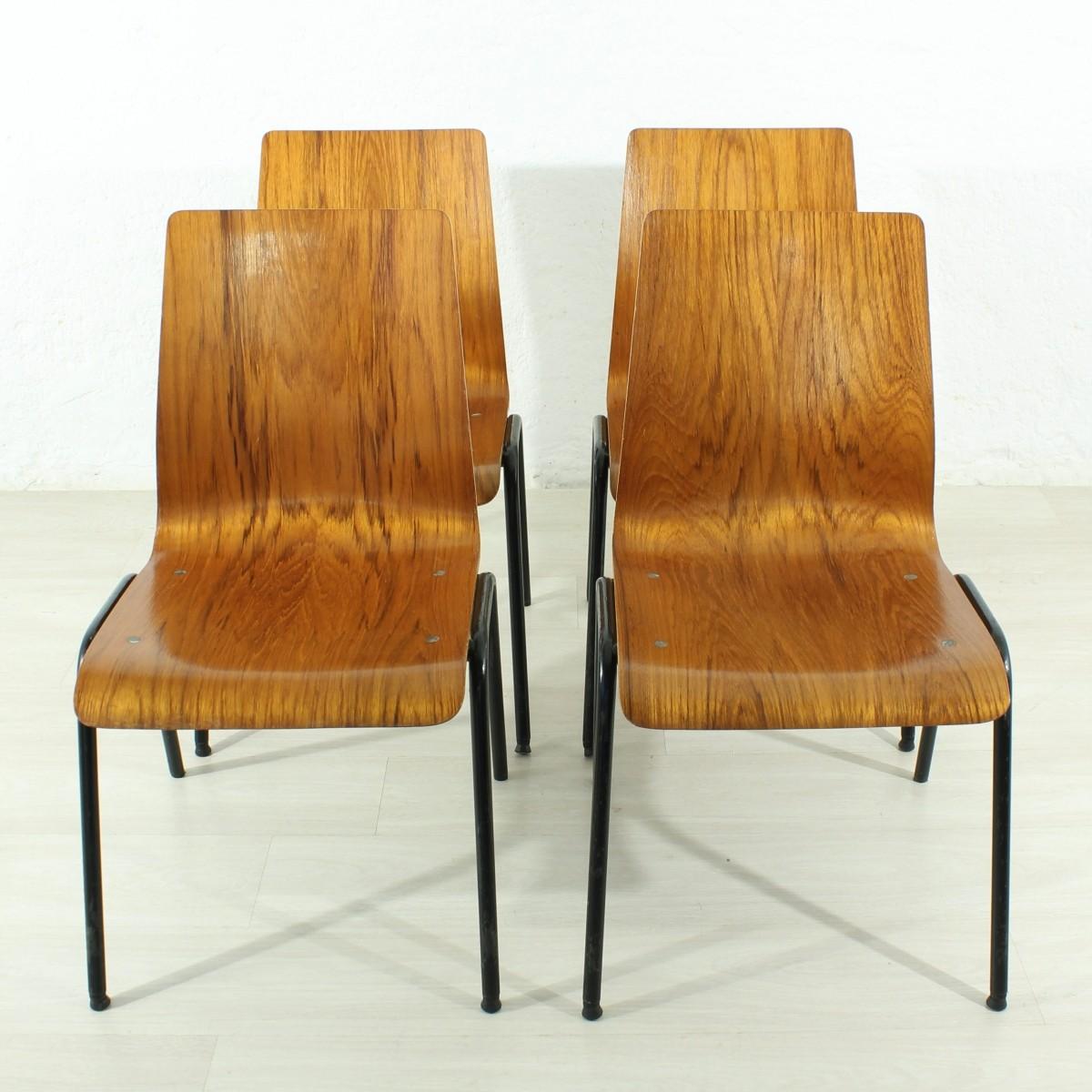 Set of 4 1960s Teak Chairs For Sale 1