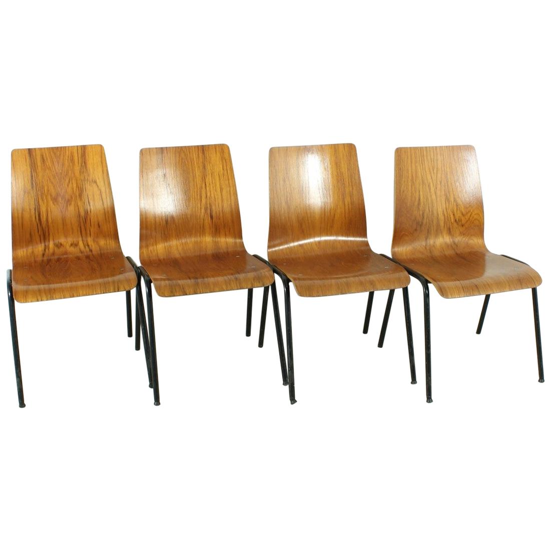 Set of 4 1960s Teak Chairs For Sale