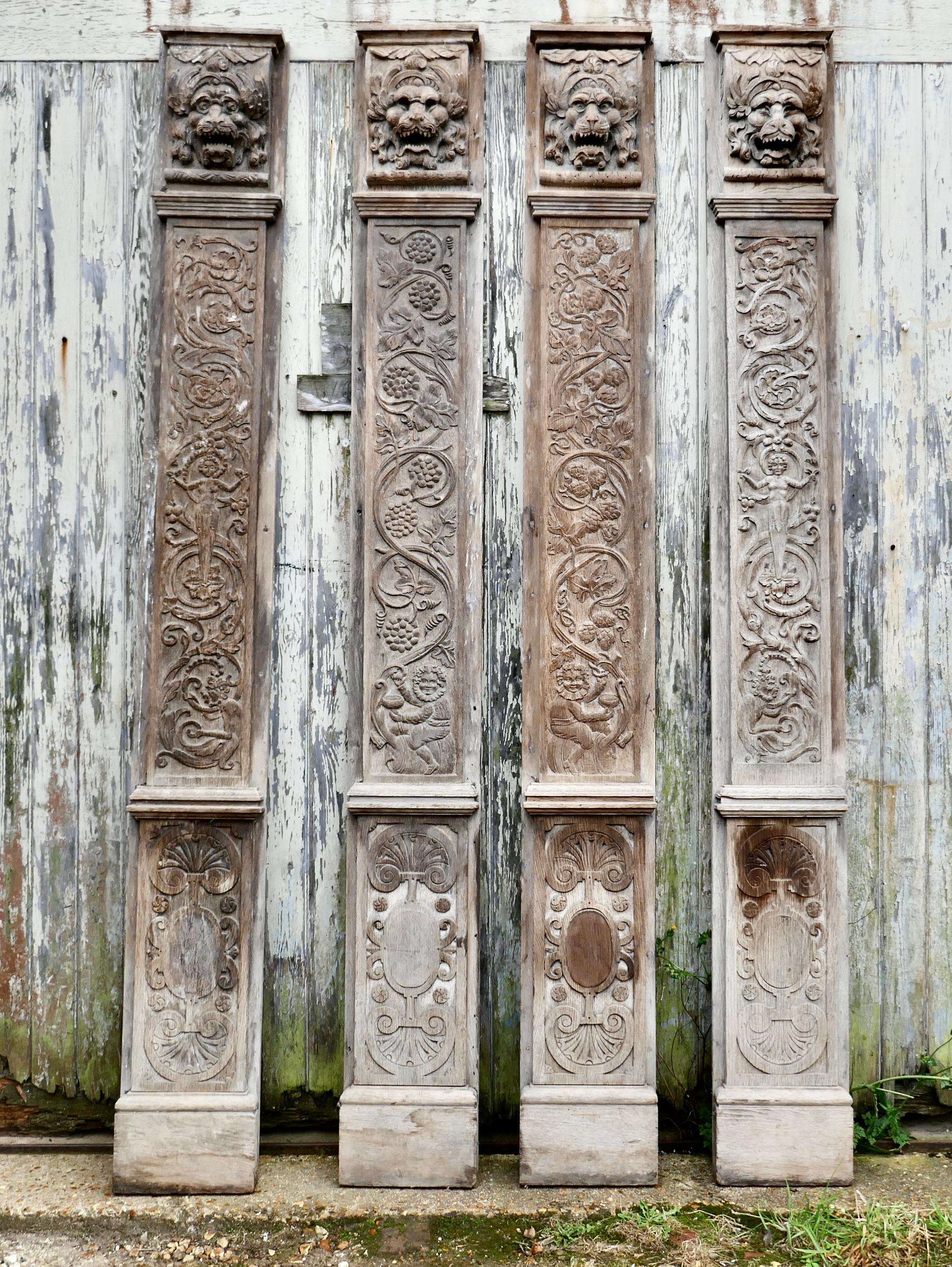 Set of 4, 18th Century Carved Oak Wall Panels 6