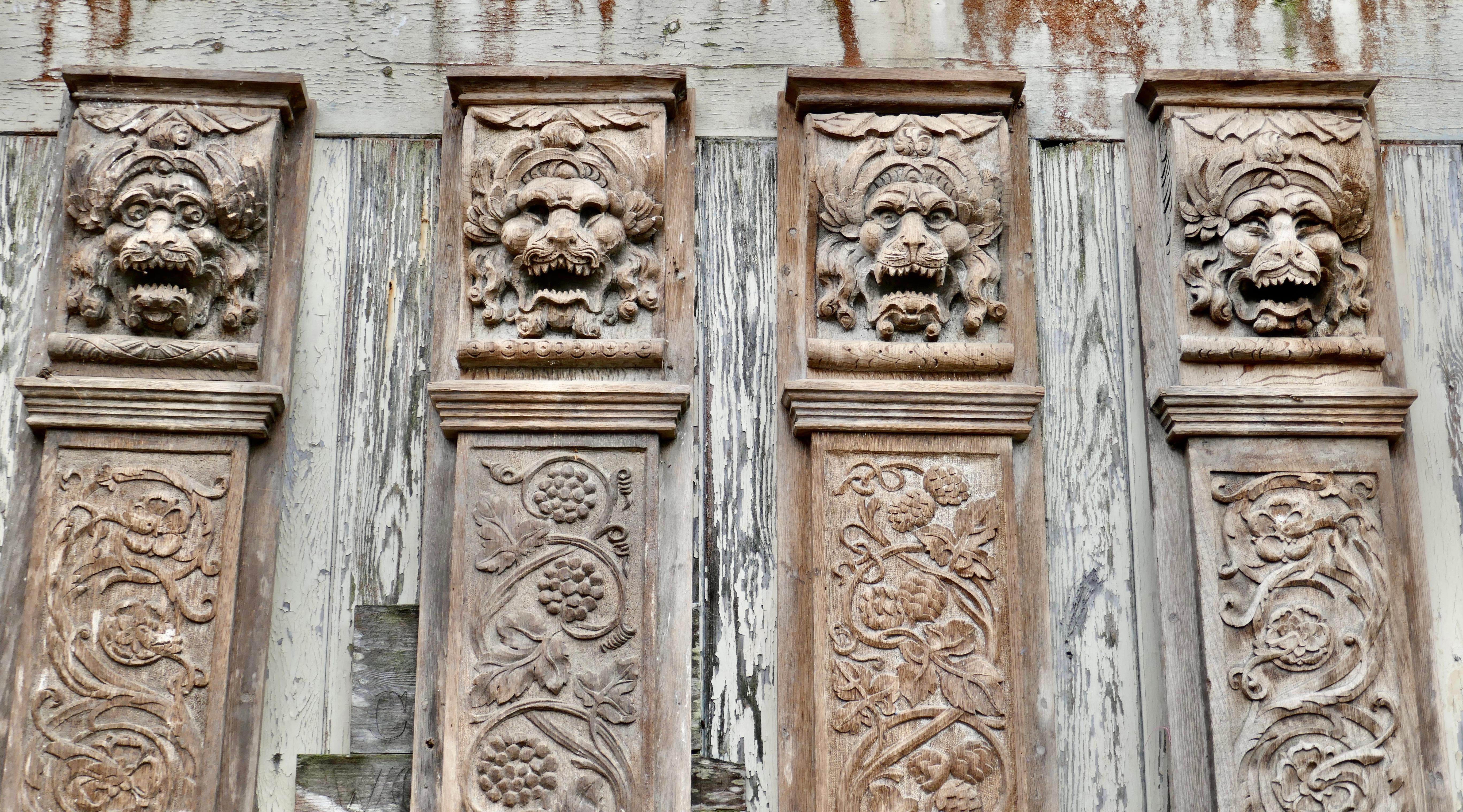 Set of 4, 18th Century Carved Oak Wall Panels 7