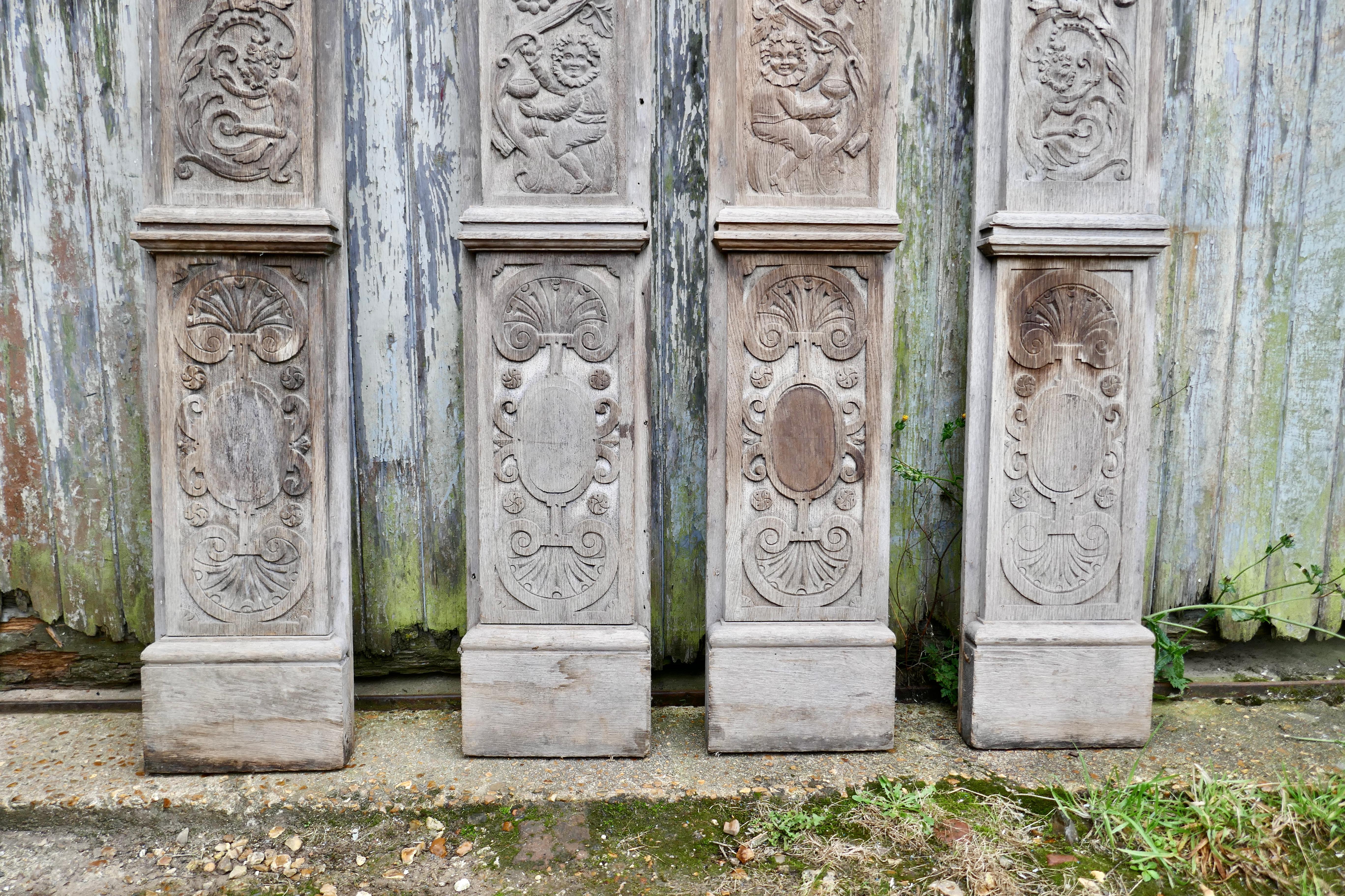 Set of 4, 18th Century Carved Oak Wall Panels 3