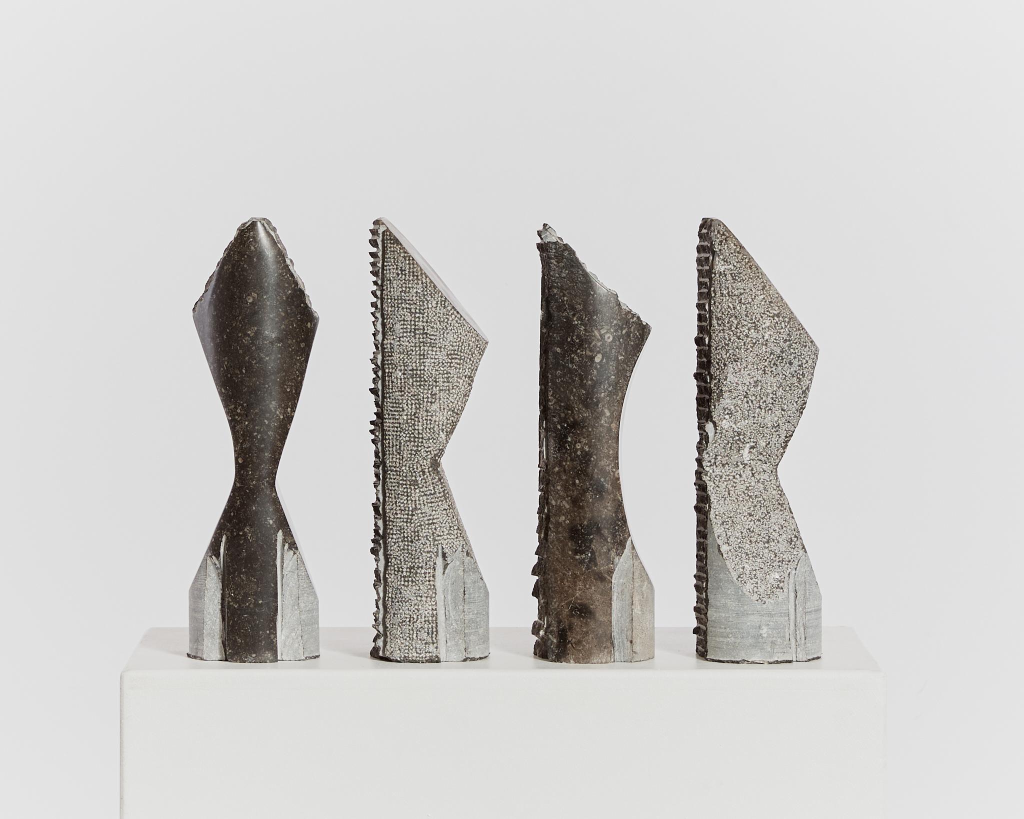 20th Century Set of 4 abstract totemic marble sculptures by Jorg Van Daele brutalist For Sale