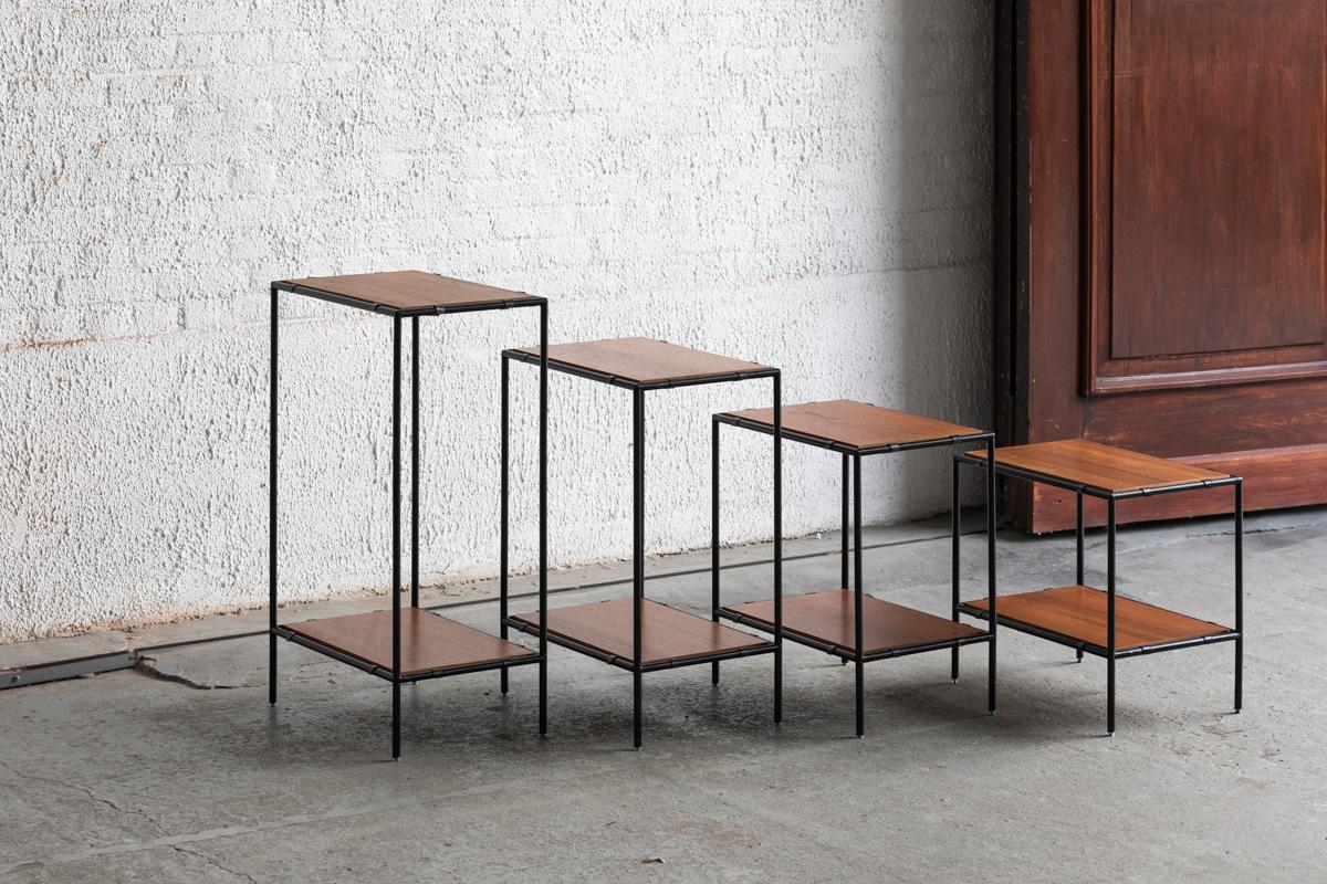 Set of 4 Abstracta side tables by Poul Cadovius,  Denmark, 1960's 2