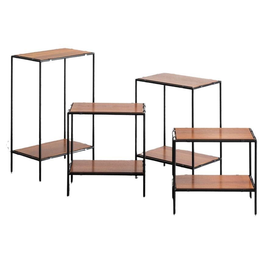 Set of 4 Abstracta side tables by Poul Cadovius,  Denmark, 1960's