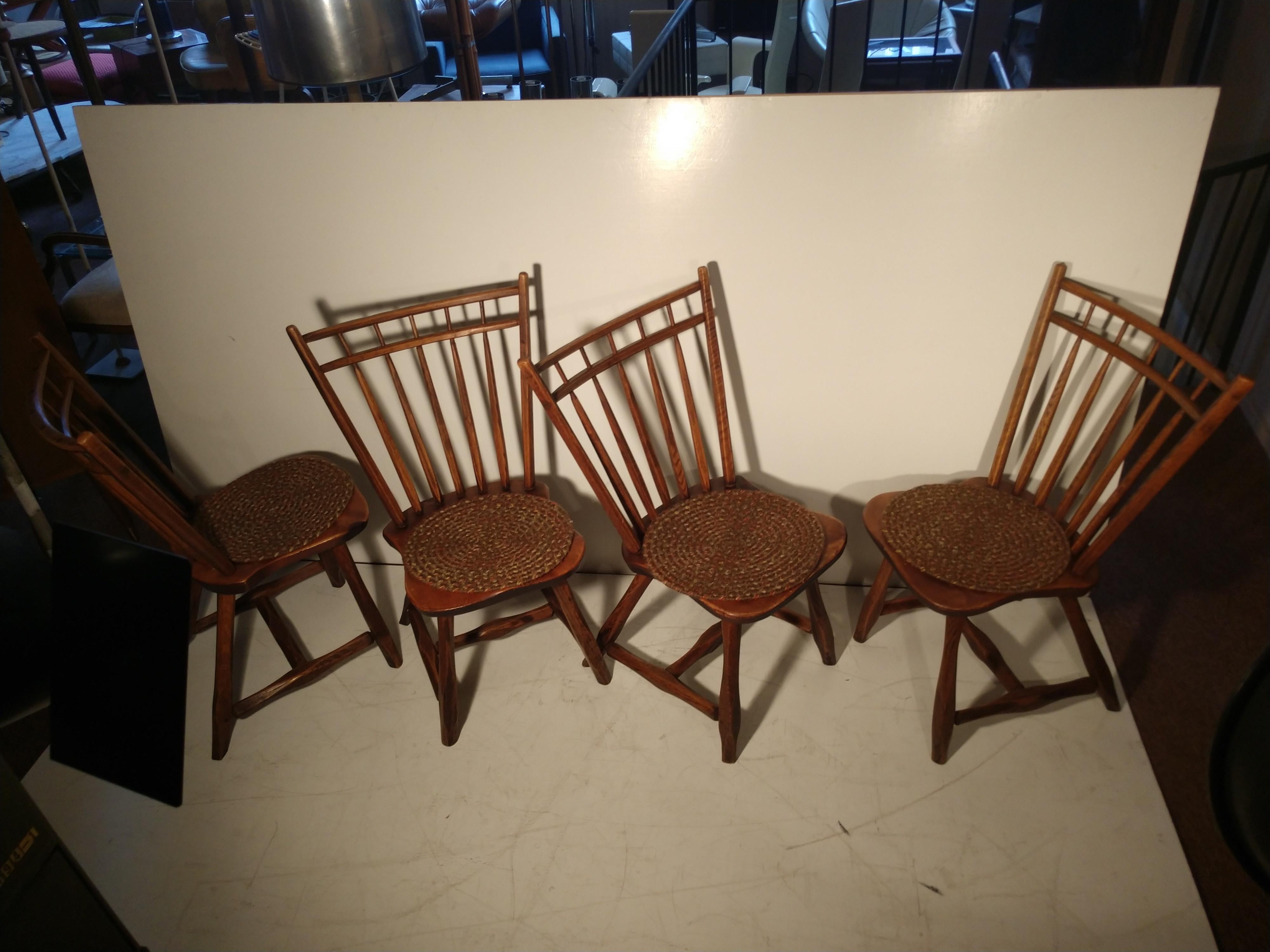 Set of 4 Adirondack Camp Style Hickory Windsor Spindle Back Chairs 9