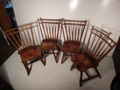 Set of 4 Adirondack Camp Style Hickory Windsor Spindle Back Chairs