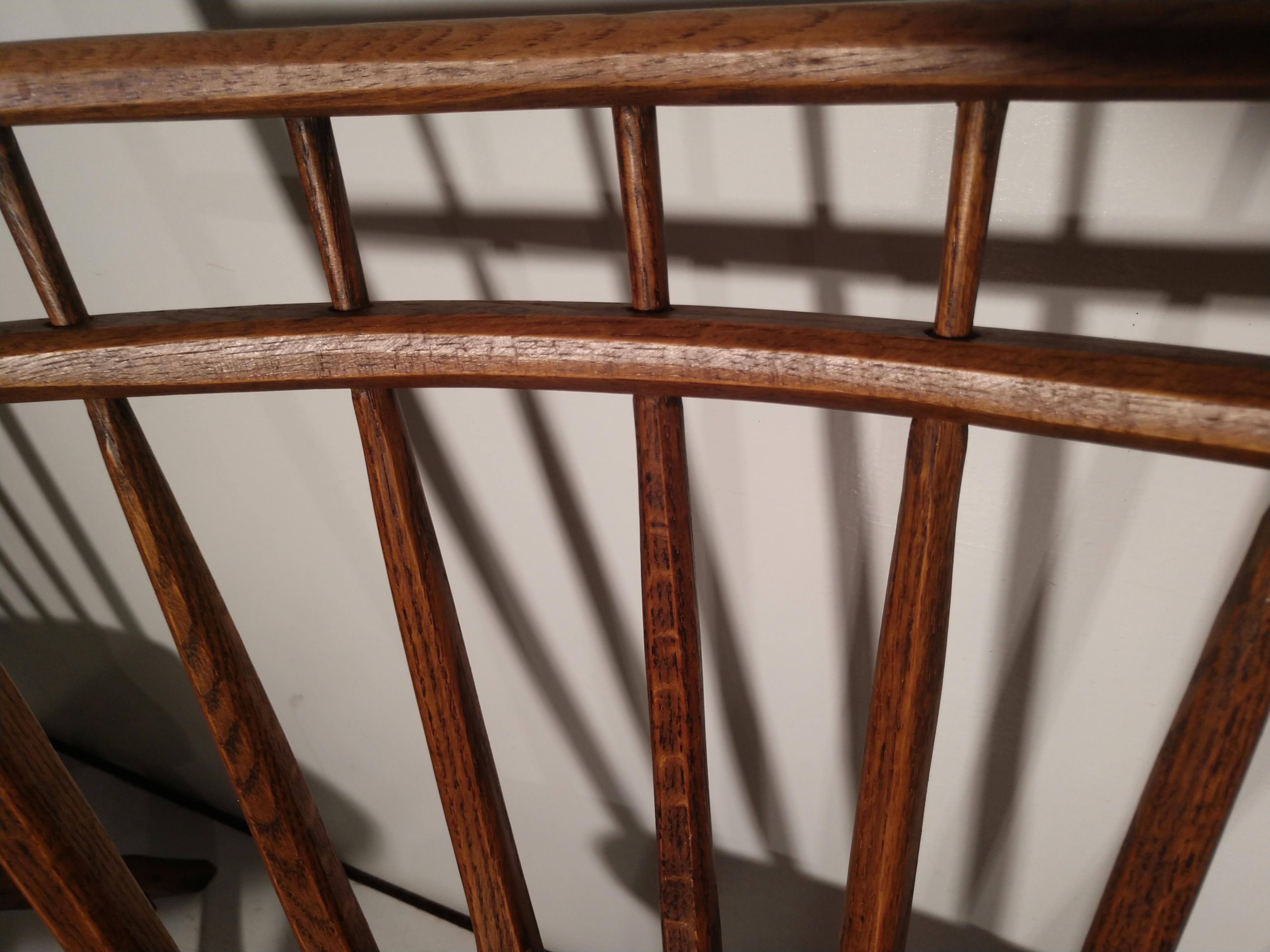 Hand-Crafted Set of 4 Adirondack Camp Style Hickory Windsor Spindle Back Chairs